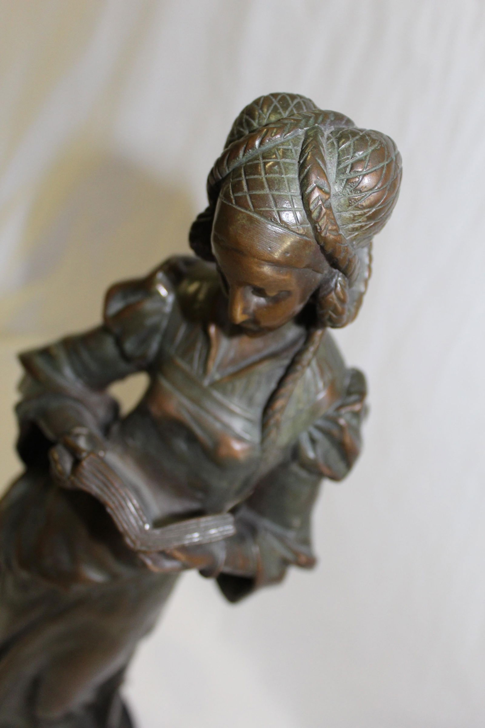 Art Nouveau Bronze Lady, Marble Base 'The book Lady' - 20