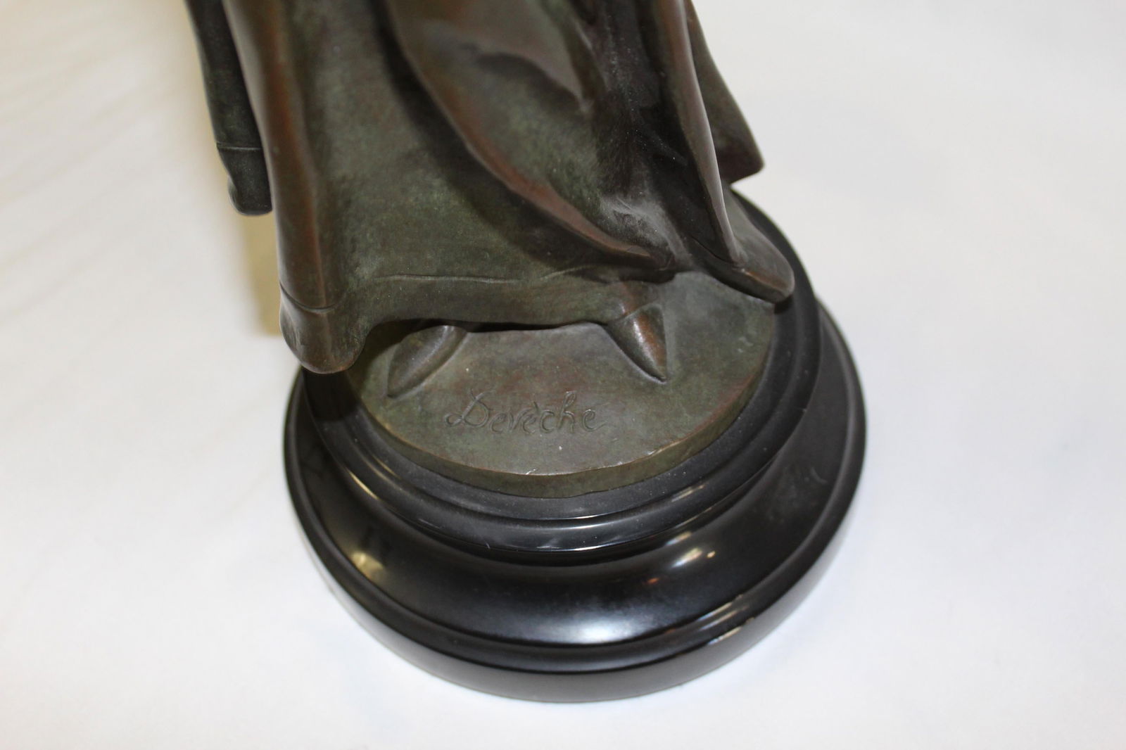 Art Nouveau Bronze Lady, Marble Base 'The book Lady' - 8