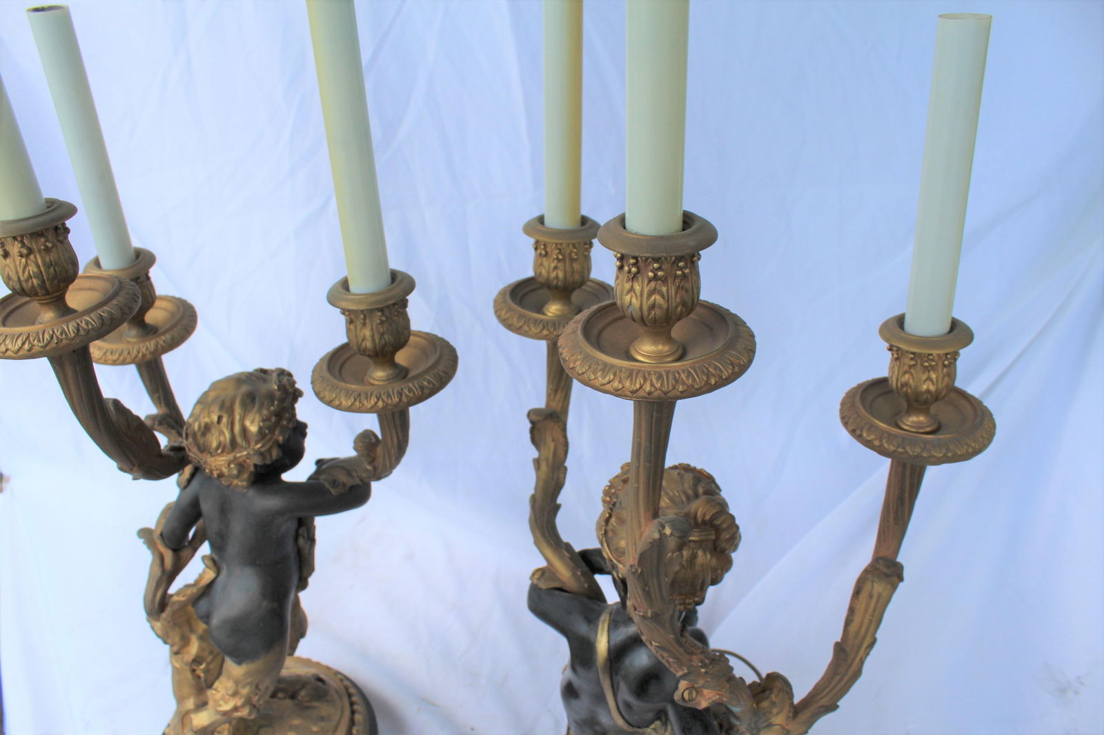 Candelabras Male and Female 18-Karat Doré Bronze after Clodion the pair - 16