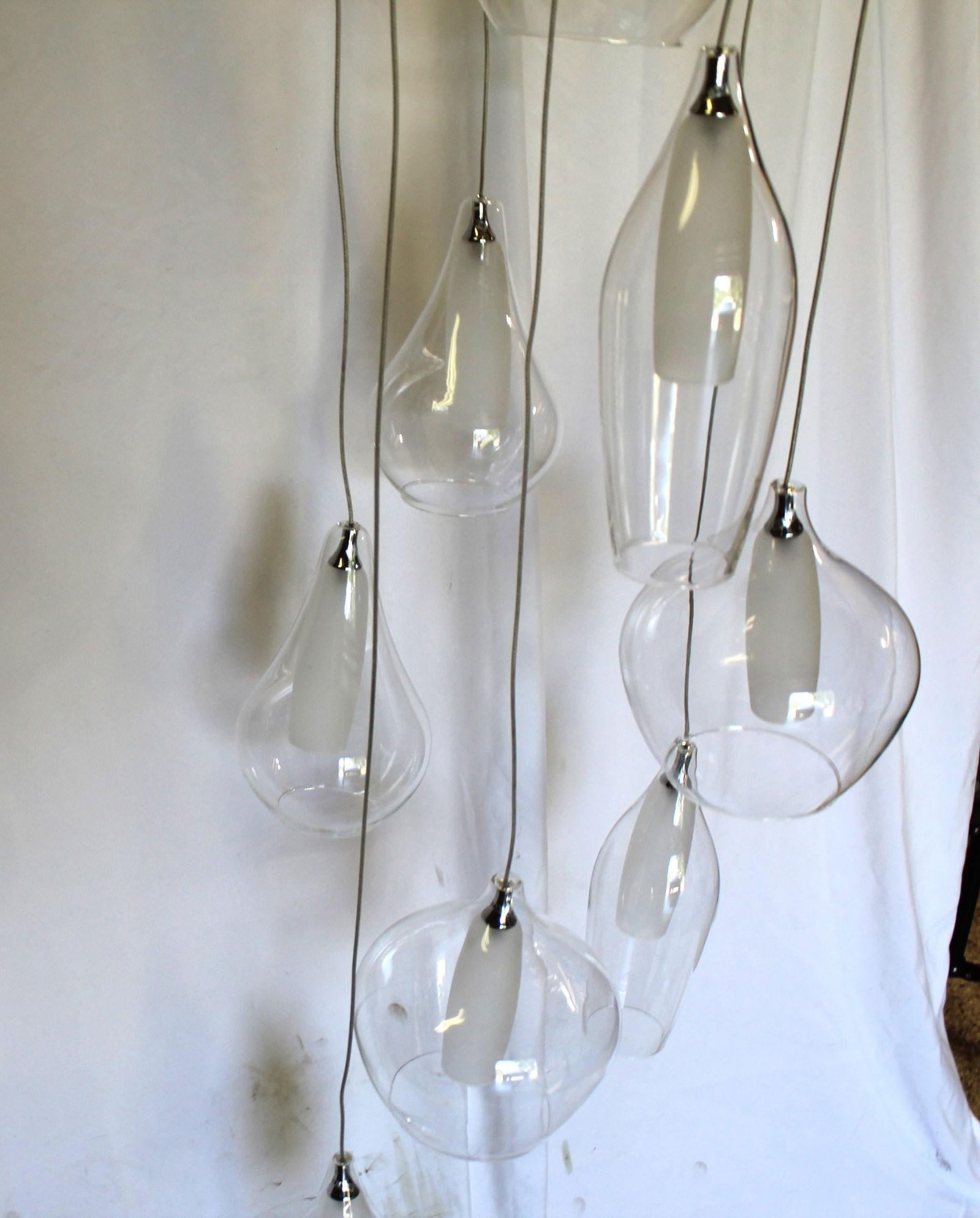 Modern Glass Globe Chandelier , 8 shades , Hi polished Nickel Ceiling cap - 11