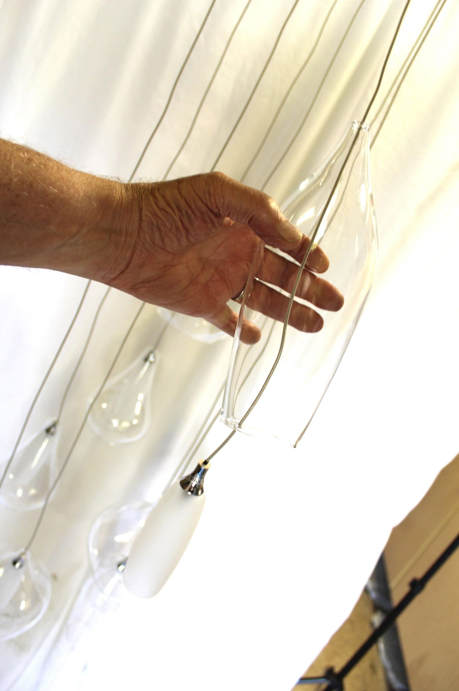 Modern Glass Globe Chandelier , 8 shades , Hi polished Nickel Ceiling cap - 13