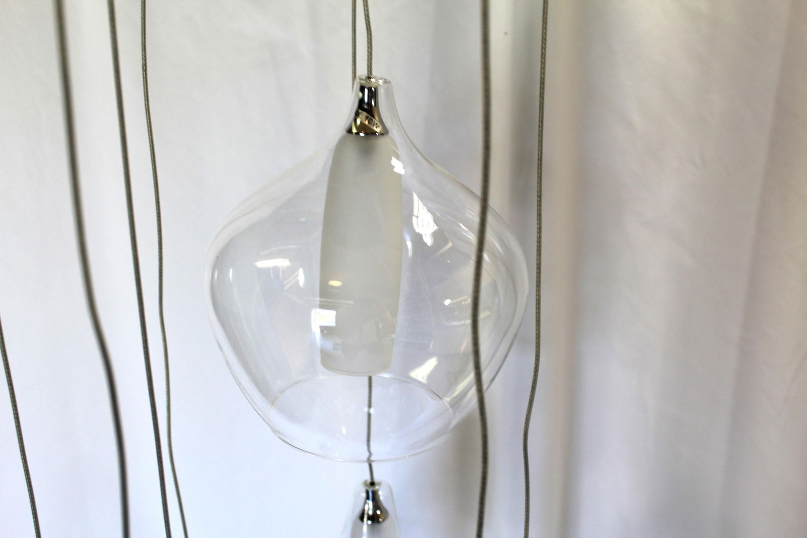 Modern Glass Globe Chandelier , 8 shades , Hi polished Nickel Ceiling cap - 15