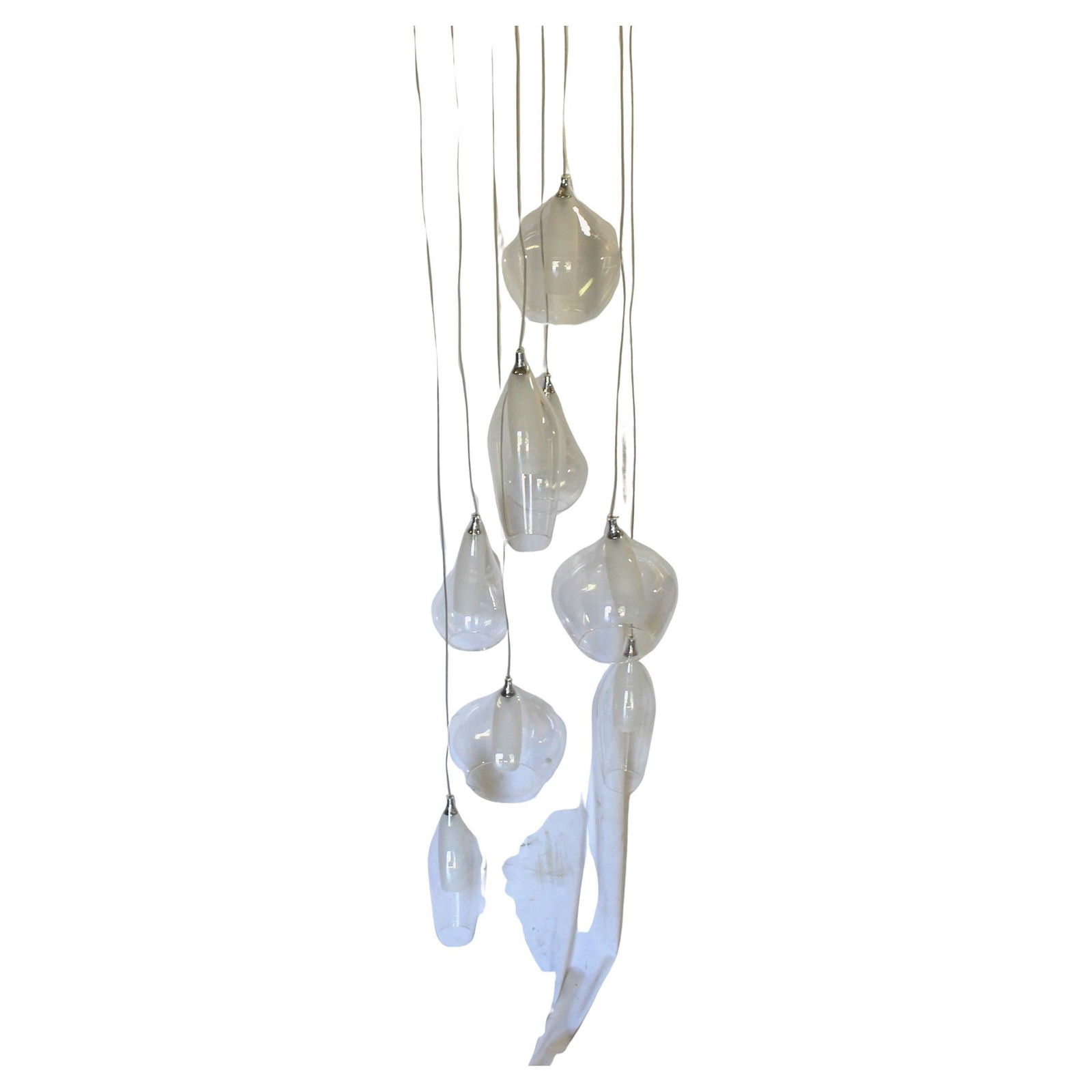 Modern Glass Globe Chandelier , 8 shades , Hi polished Nickel Ceiling cap - 17