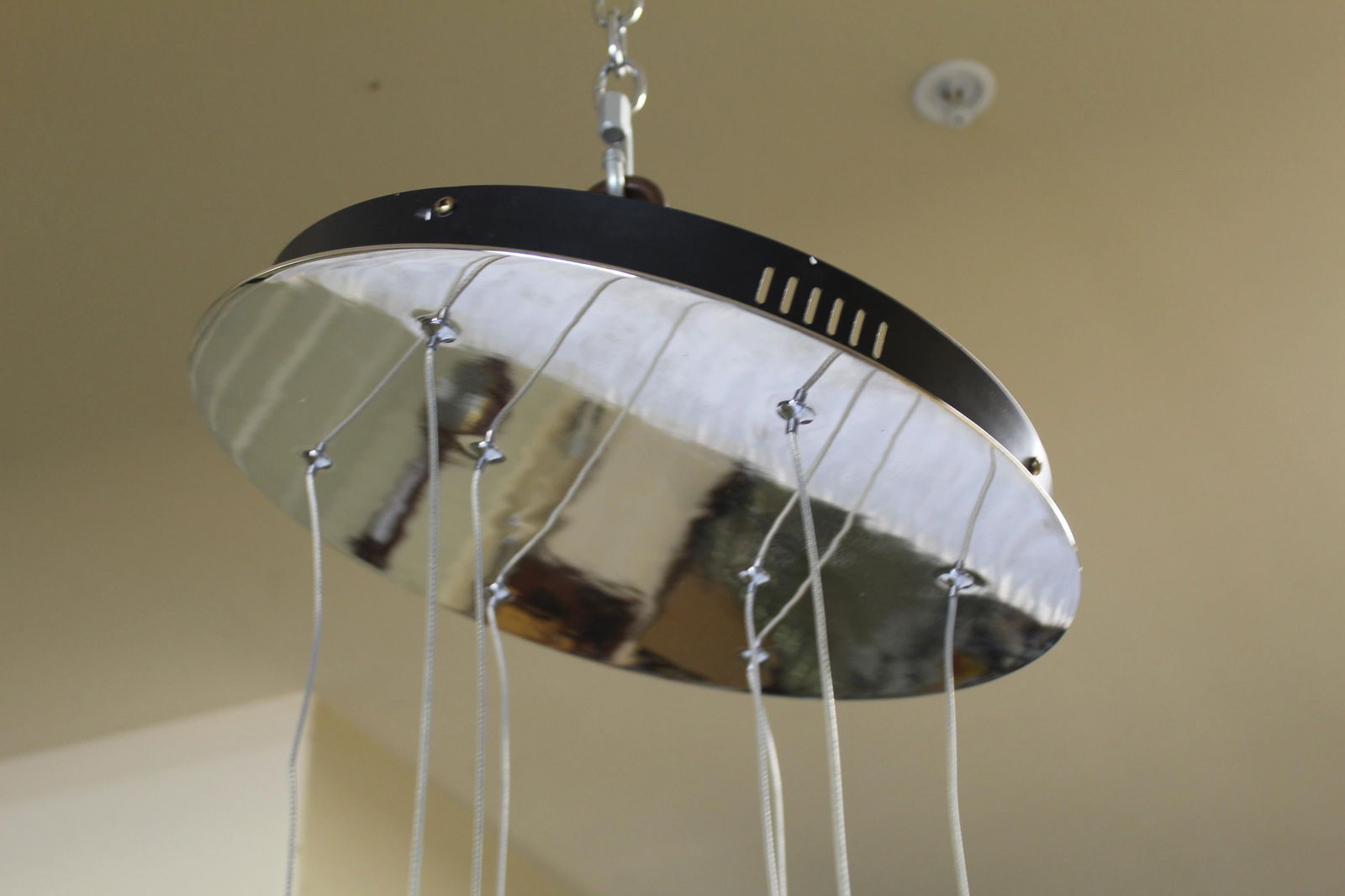 Modern Glass Globe Chandelier , 8 shades , Hi polished Nickel Ceiling cap - 18