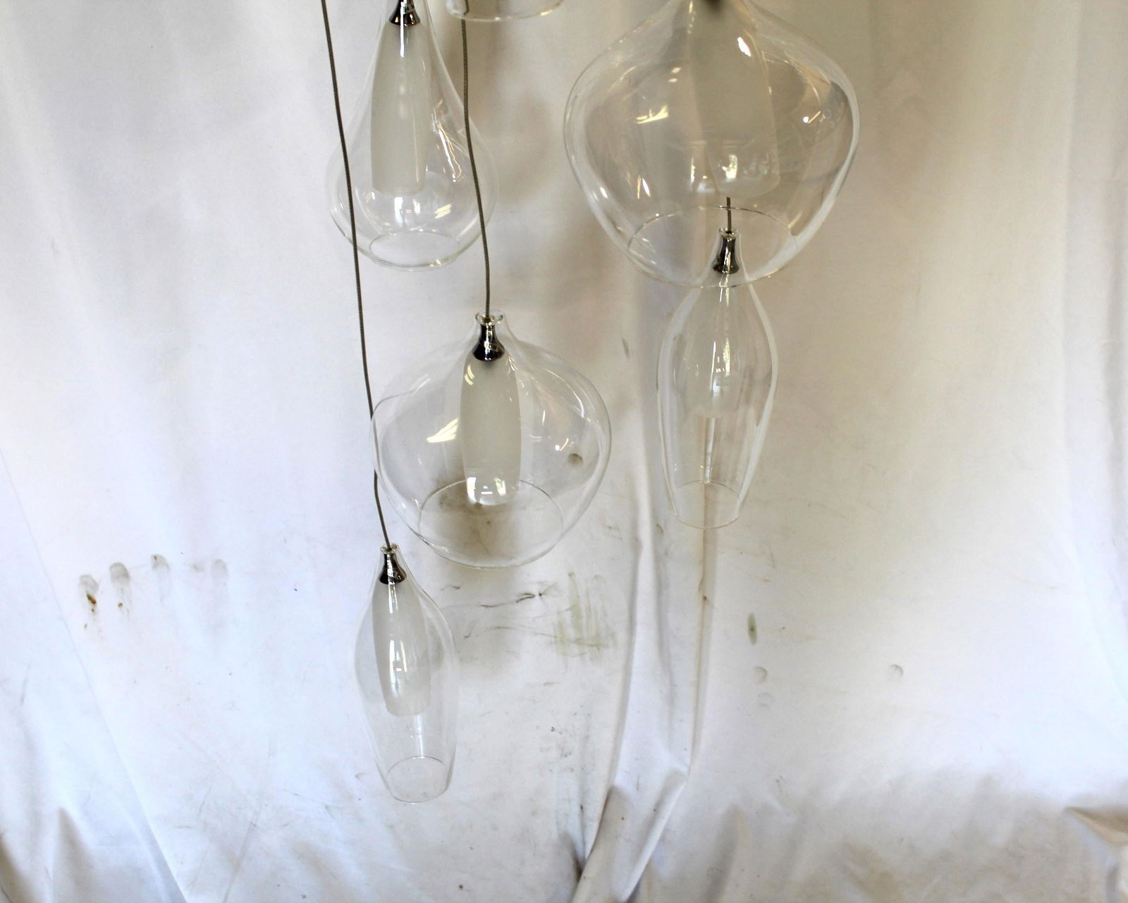 Modern Glass Globe Chandelier , 8 shades , Hi polished Nickel Ceiling cap - 20