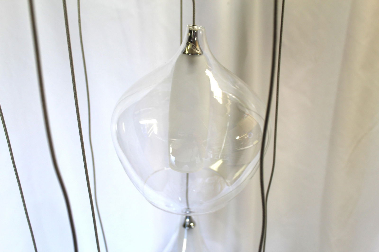 Modern Glass Globe Chandelier , 8 shades , Hi polished Nickel Ceiling cap - 2