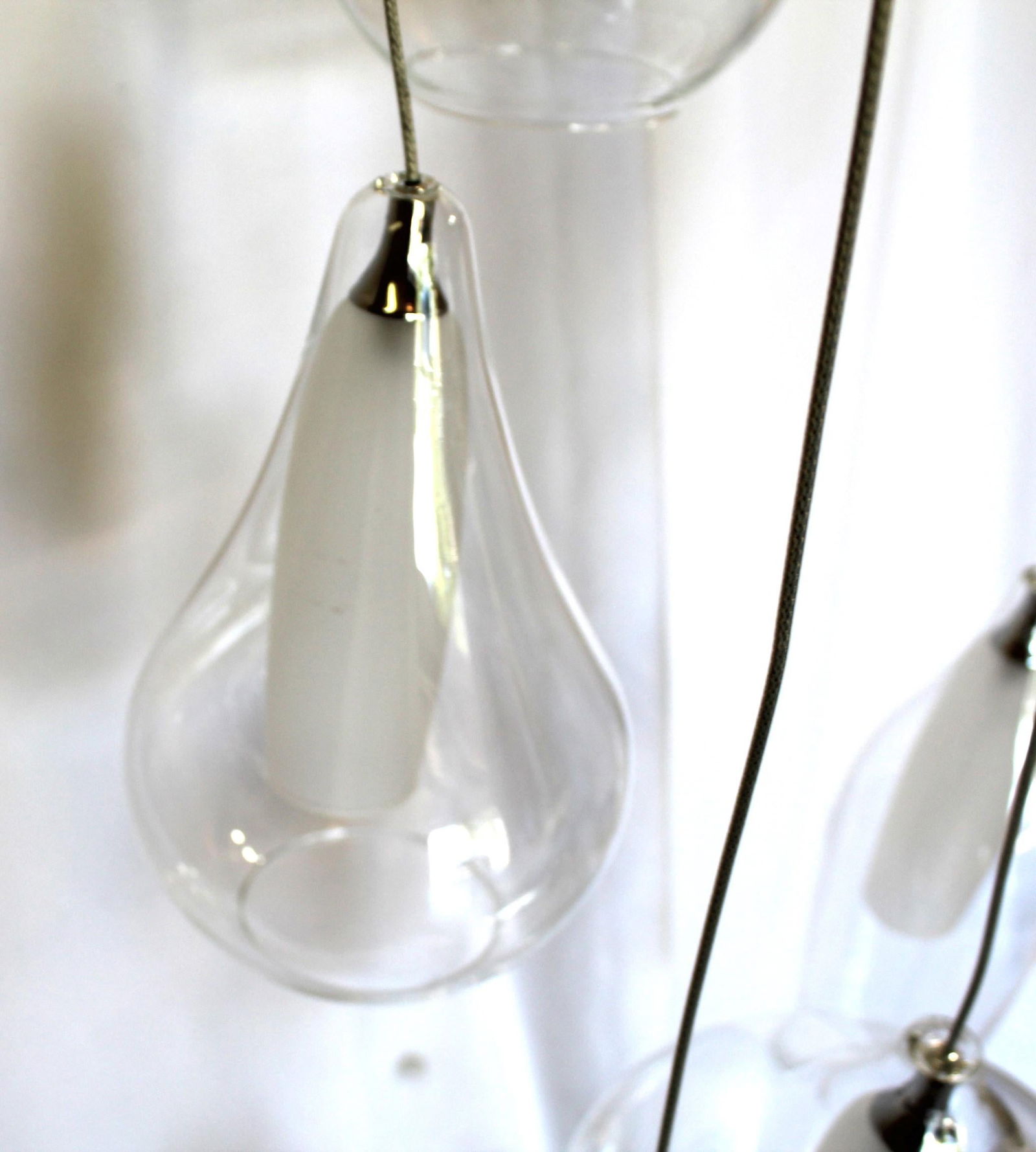 Modern Glass Globe Chandelier , 8 shades , Hi polished Nickel Ceiling cap - 4