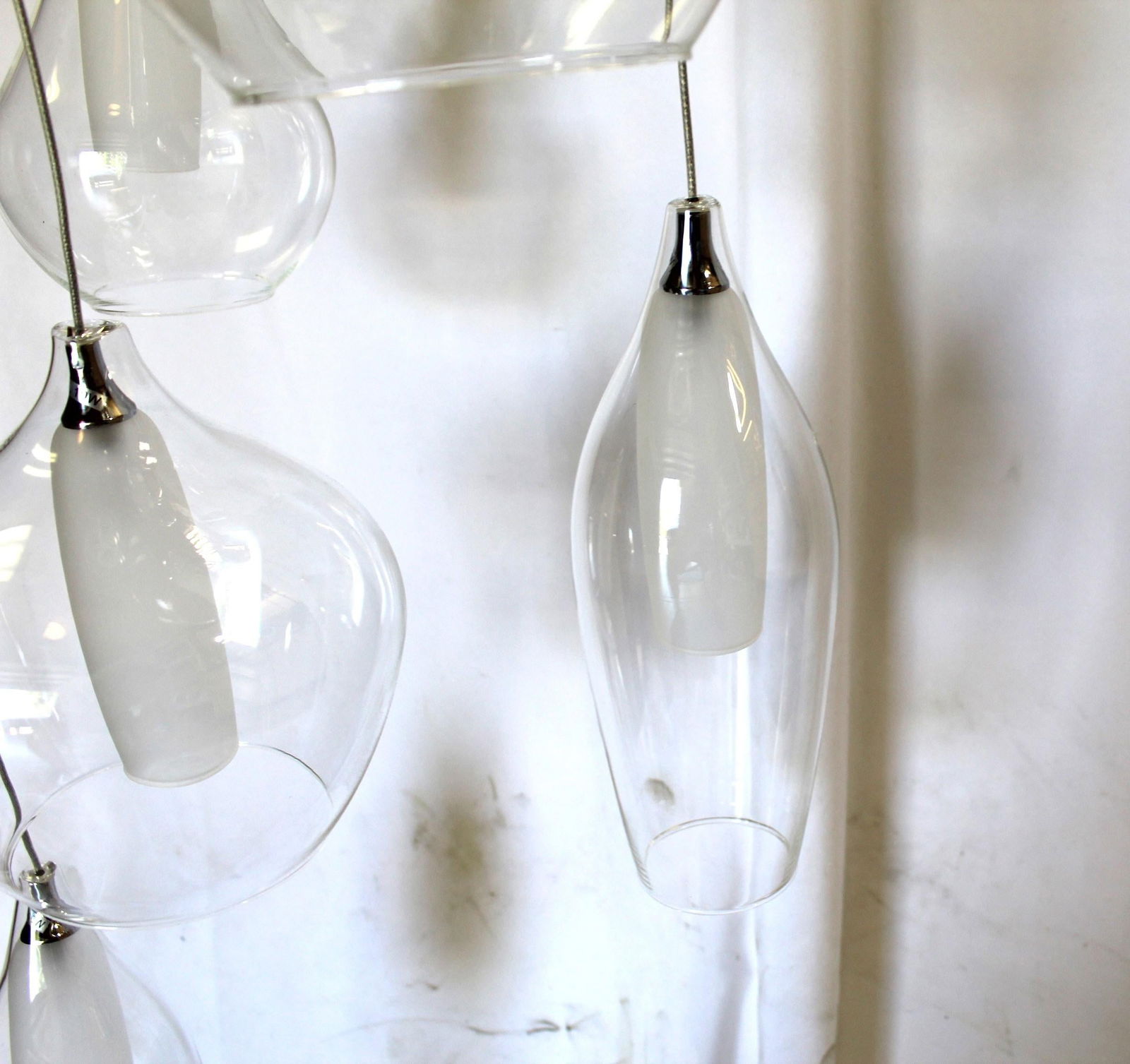 Modern Glass Globe Chandelier , 8 shades , Hi polished Nickel Ceiling cap - 6