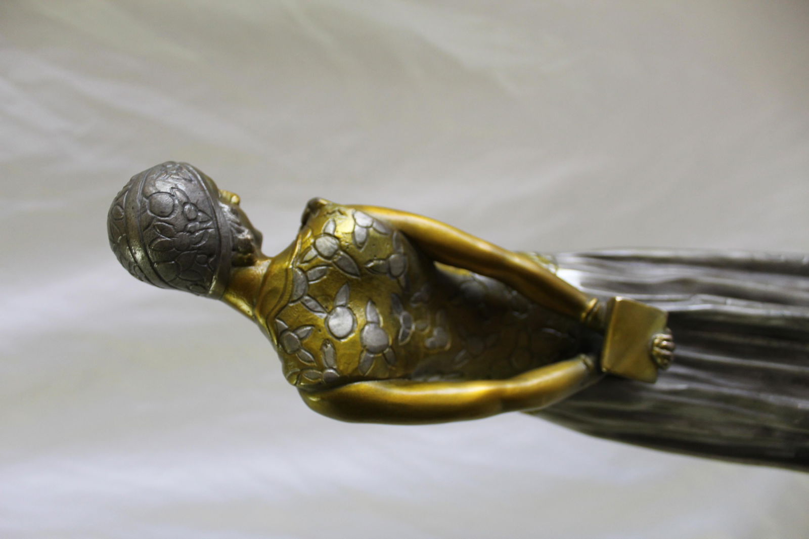 Art Deco Sculpture, Lady the Book Lady Bronze and Marble - 13