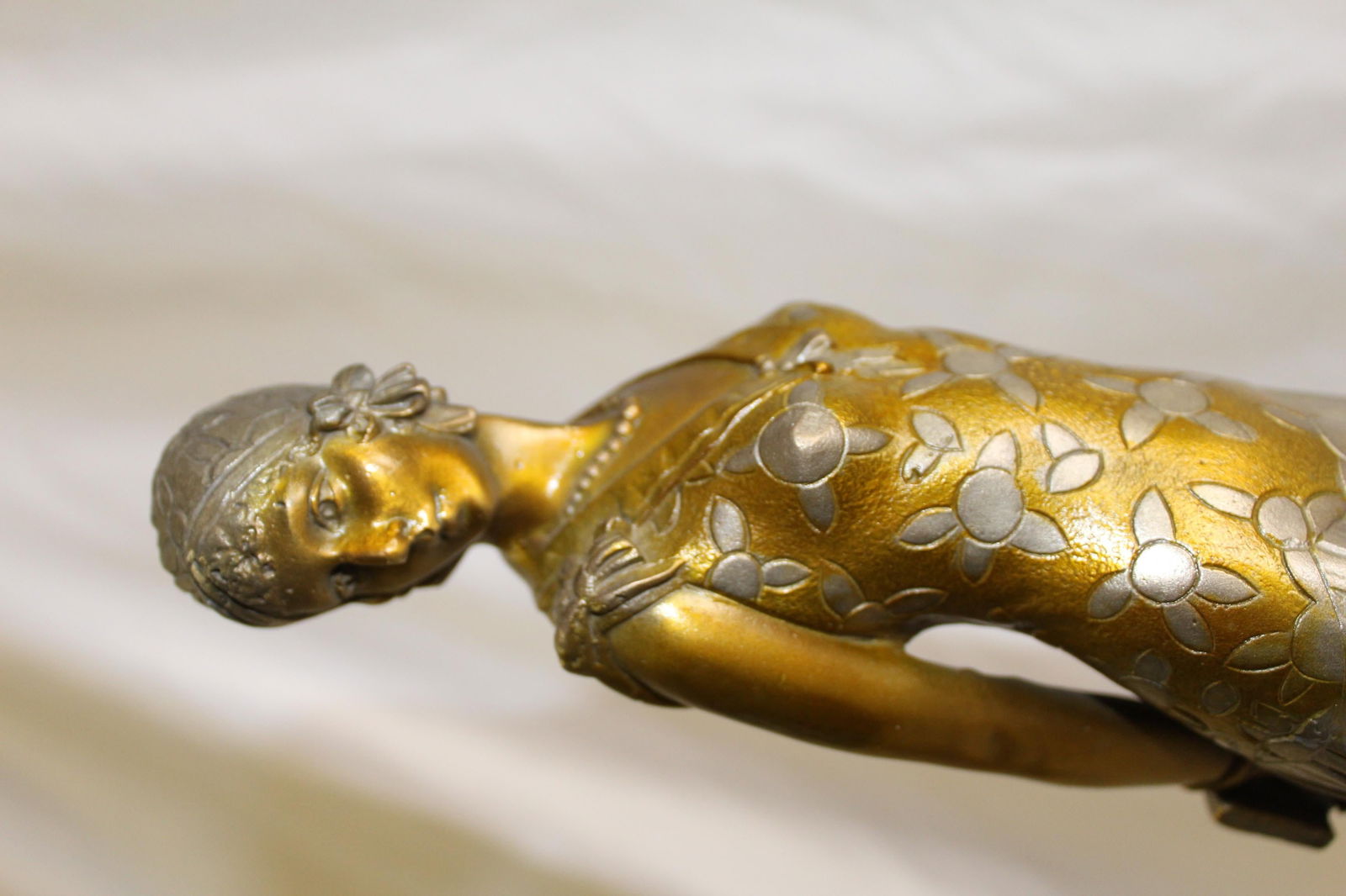 Art Deco Sculpture, Lady the Book Lady Bronze and Marble - 5