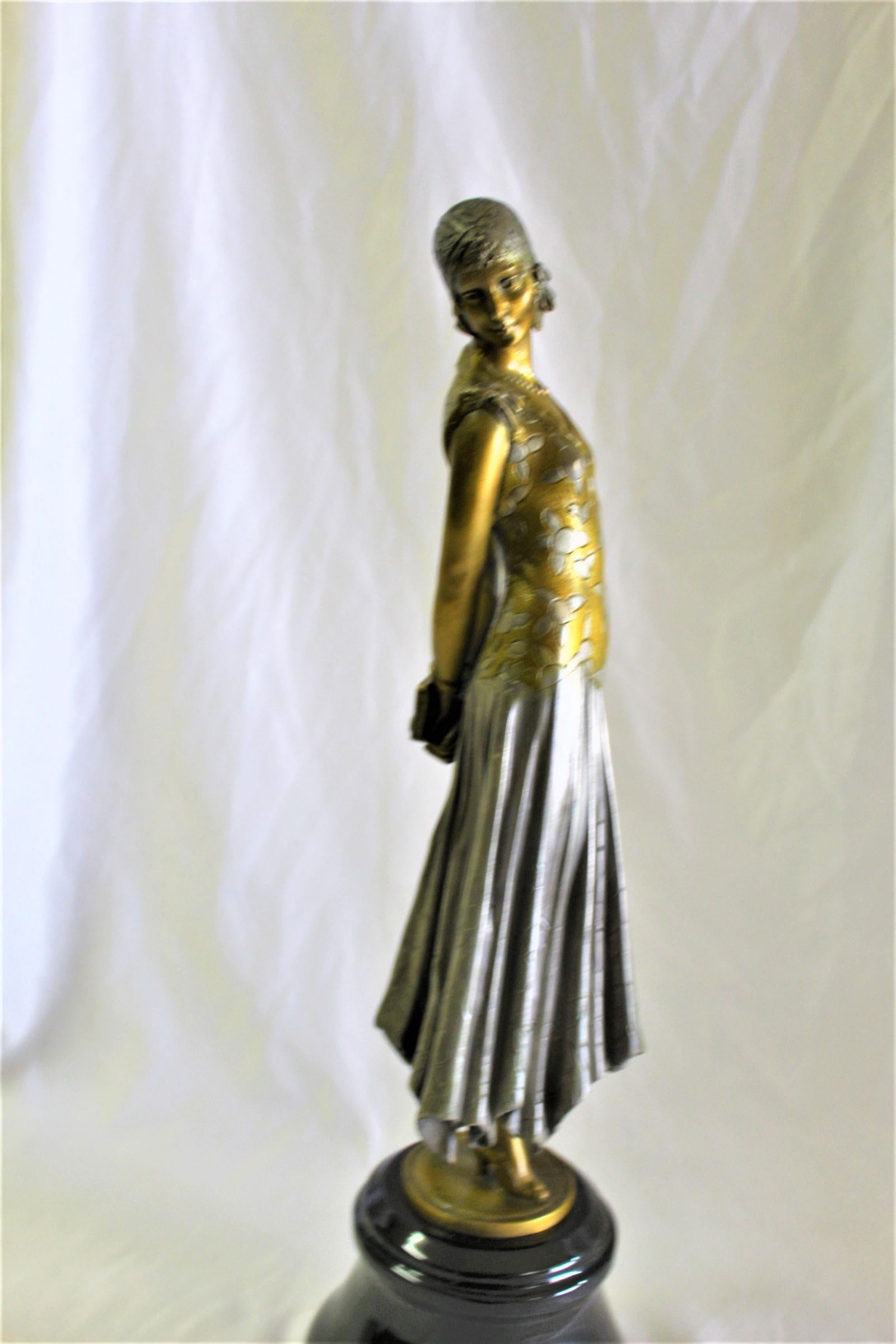 Art Deco Sculpture, Lady the Book Lady Bronze and Marble - 8