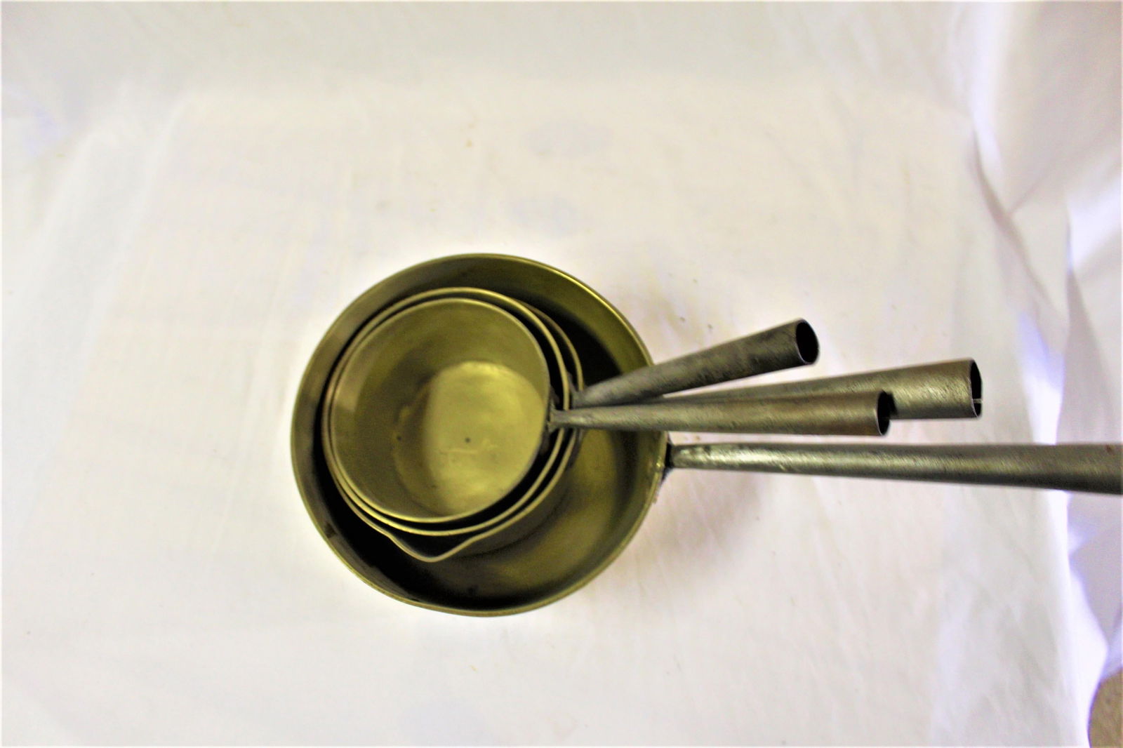 Antique Brass Jam Pots England Steel Handles Set of 6 Pots - 14