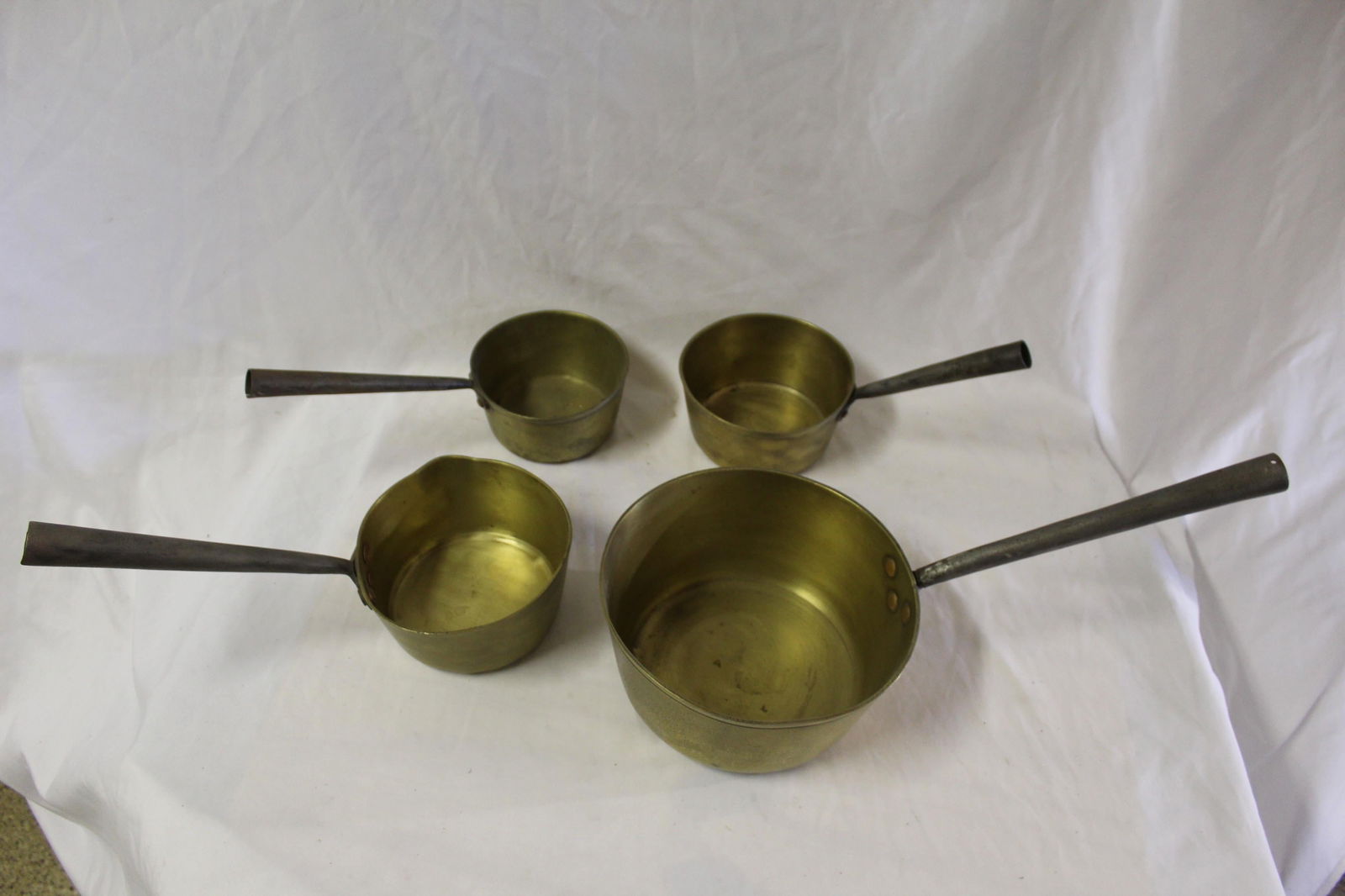 Antique Brass Jam Pots England Steel Handles Set of 6 Pots - 20