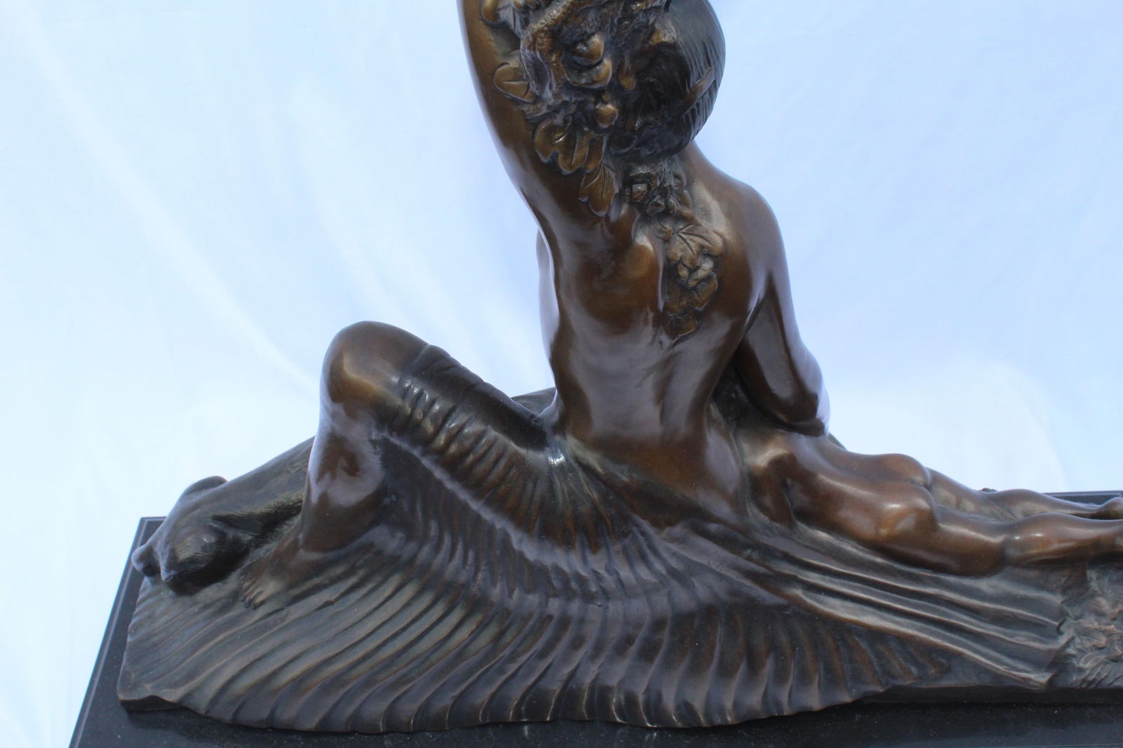Art Deco Sculpture, Semi-Nude Girl with Boy and Dog After Delandre Large - 4