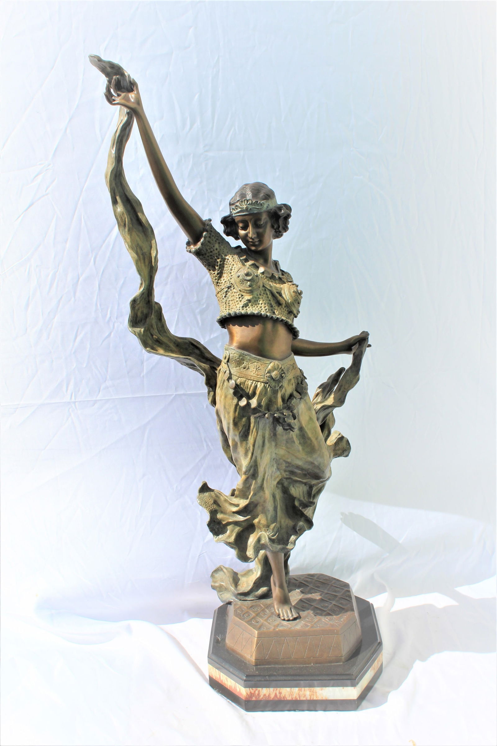 Art deco Style , Lady in Eastern Dance pose , Bronze , Large - 6