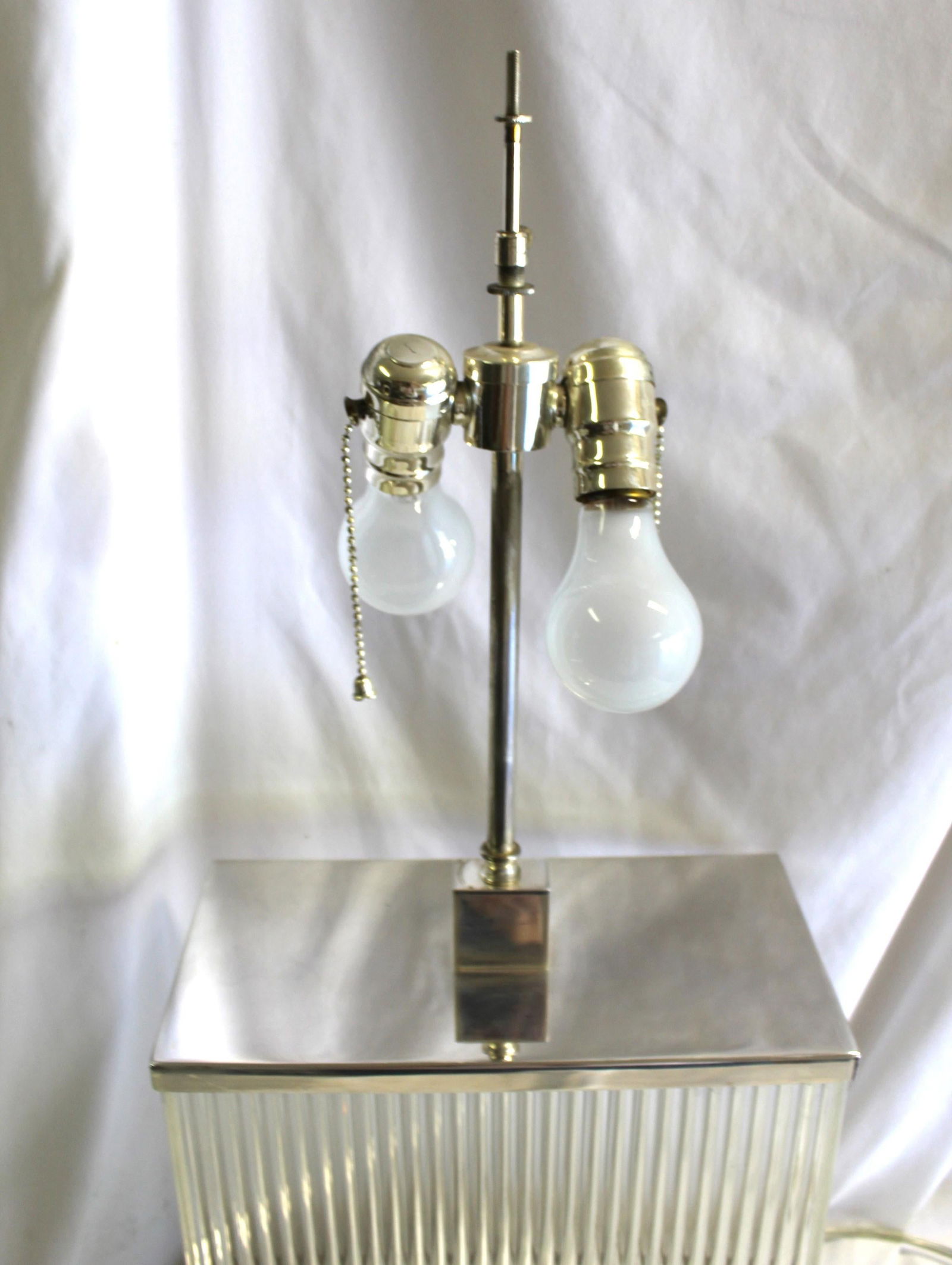 Modern / Deco Silver Glass Rod Lamps Pr - 14