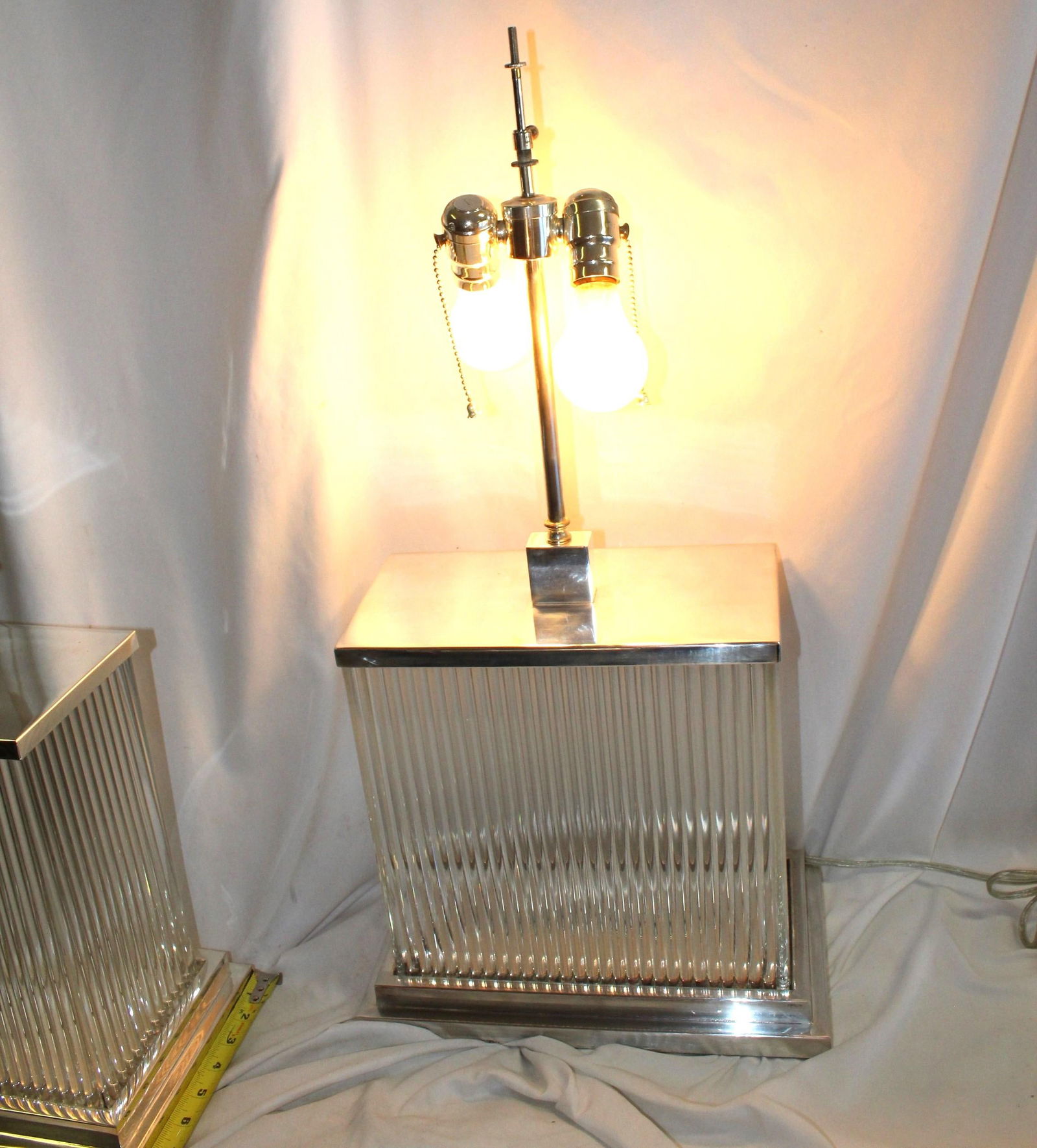 Modern / Deco Silver Glass Rod Lamps Pr - 15
