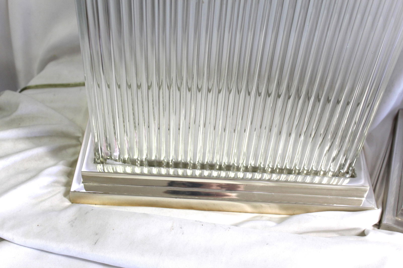 Modern / Deco Silver Glass Rod Lamps Pr - 19