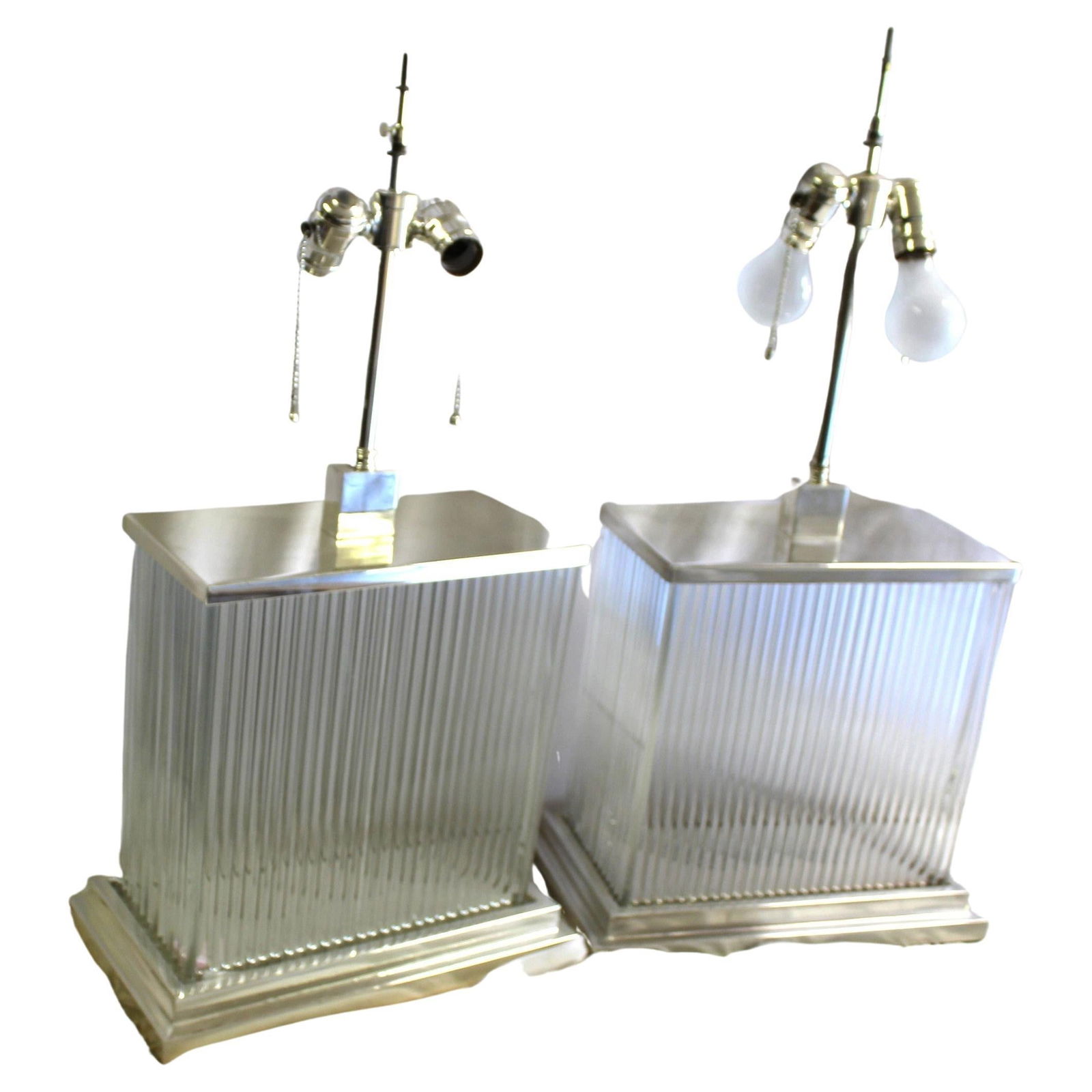 Modern / Deco Silver Glass Rod Lamps Pr (1 of 20)