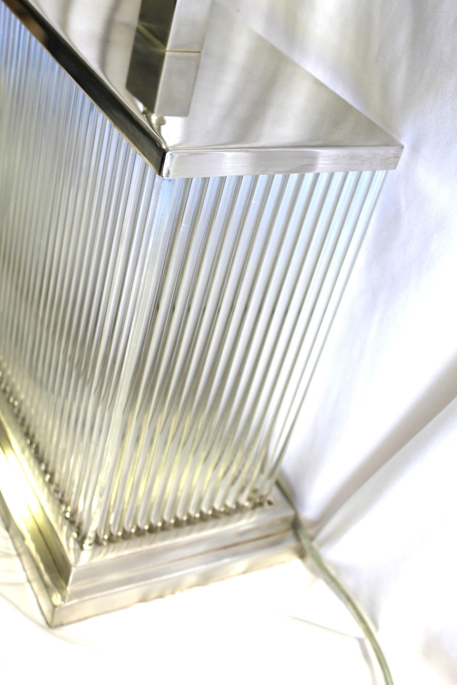 Modern / Deco Silver Glass Rod Lamps Pr - 2