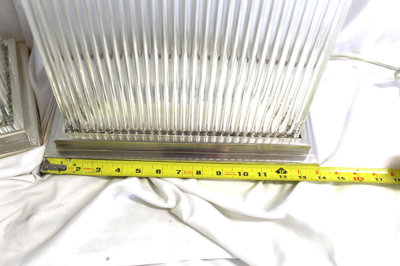 Modern / Deco Silver Glass Rod Lamps Pr - 3