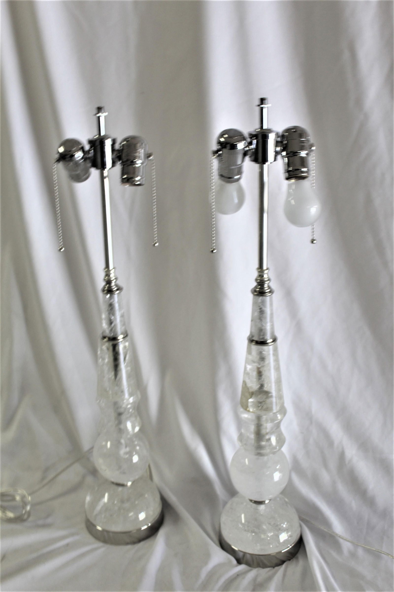 Rock Crystal Lamps Deco /Modern Design a Pair - 17