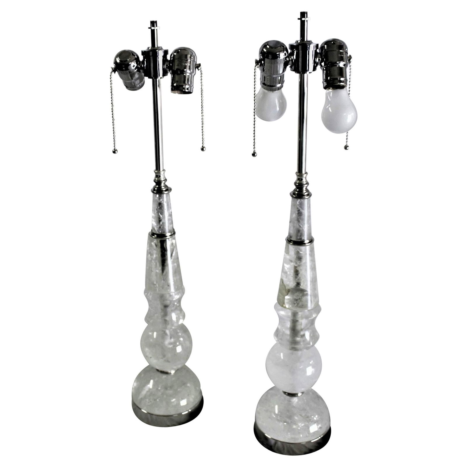 Rock Crystal Lamps Deco /Modern Design a Pair - 7