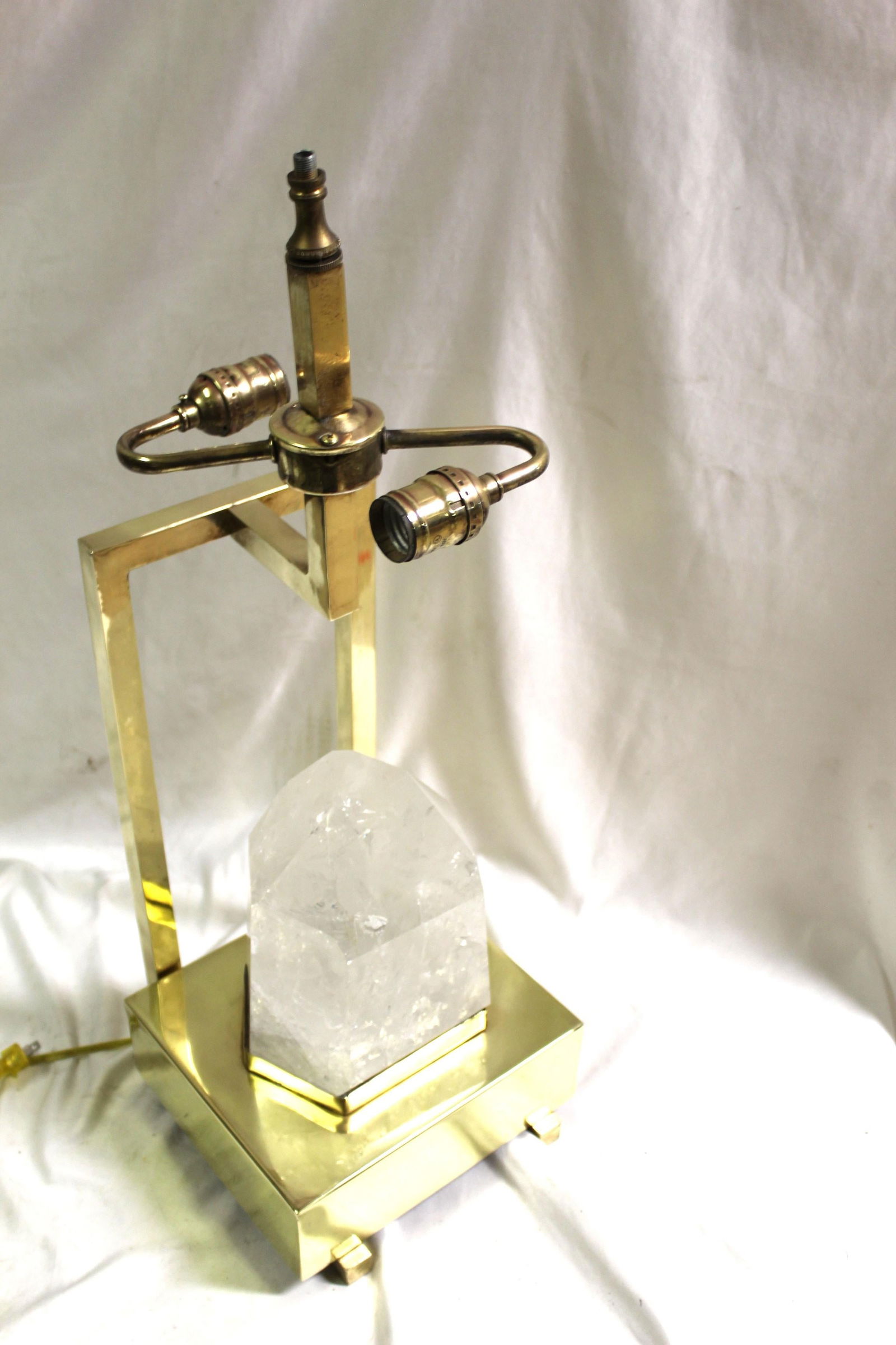 Mid-Century /Modern Rock Crystal Lamp , Hi-polished Brass . LED base - 10