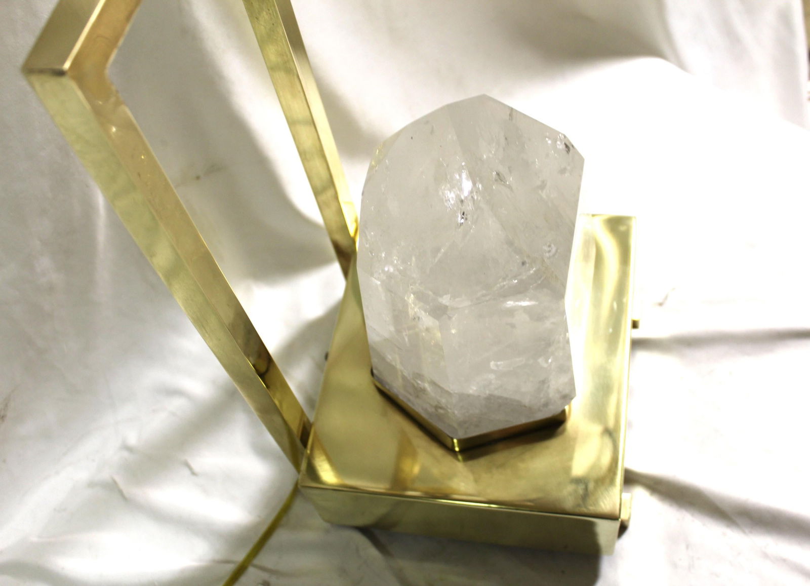 Mid-Century /Modern Rock Crystal Lamp , Hi-polished Brass . LED base - 11