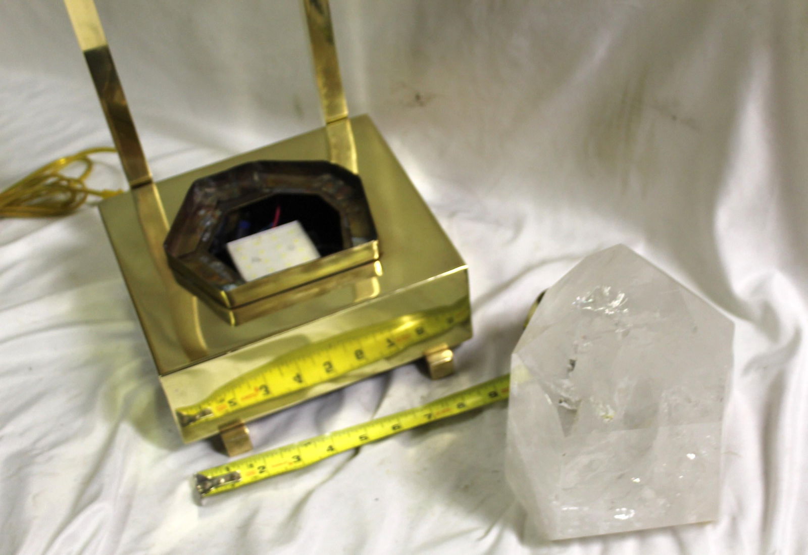 Mid-Century /Modern Rock Crystal Lamp , Hi-polished Brass . LED base - 13