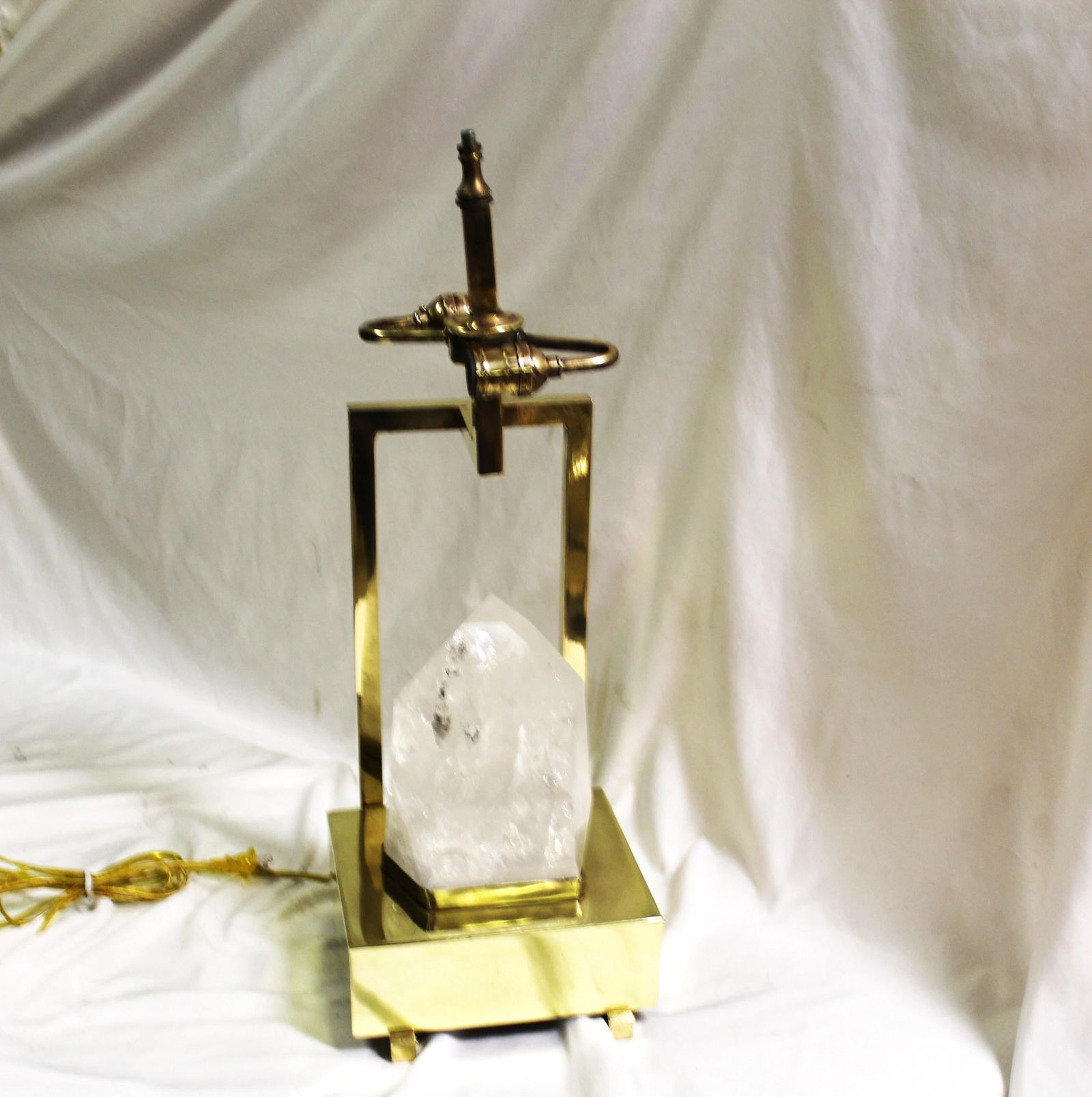 Mid-Century /Modern Rock Crystal Lamp , Hi-polished Brass . LED base - 17