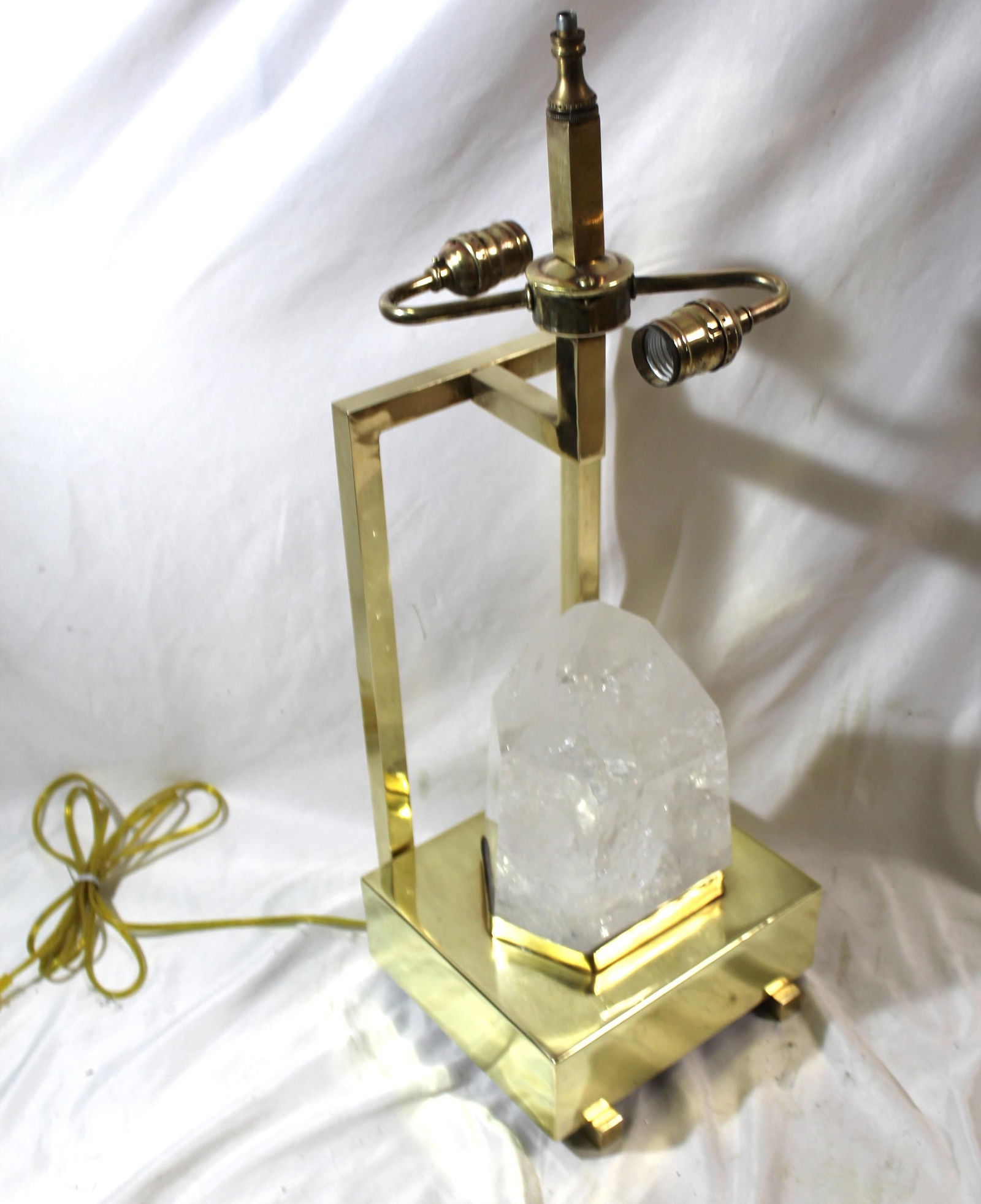 Mid-Century /Modern Rock Crystal Lamp , Hi-polished Brass . LED base - 18