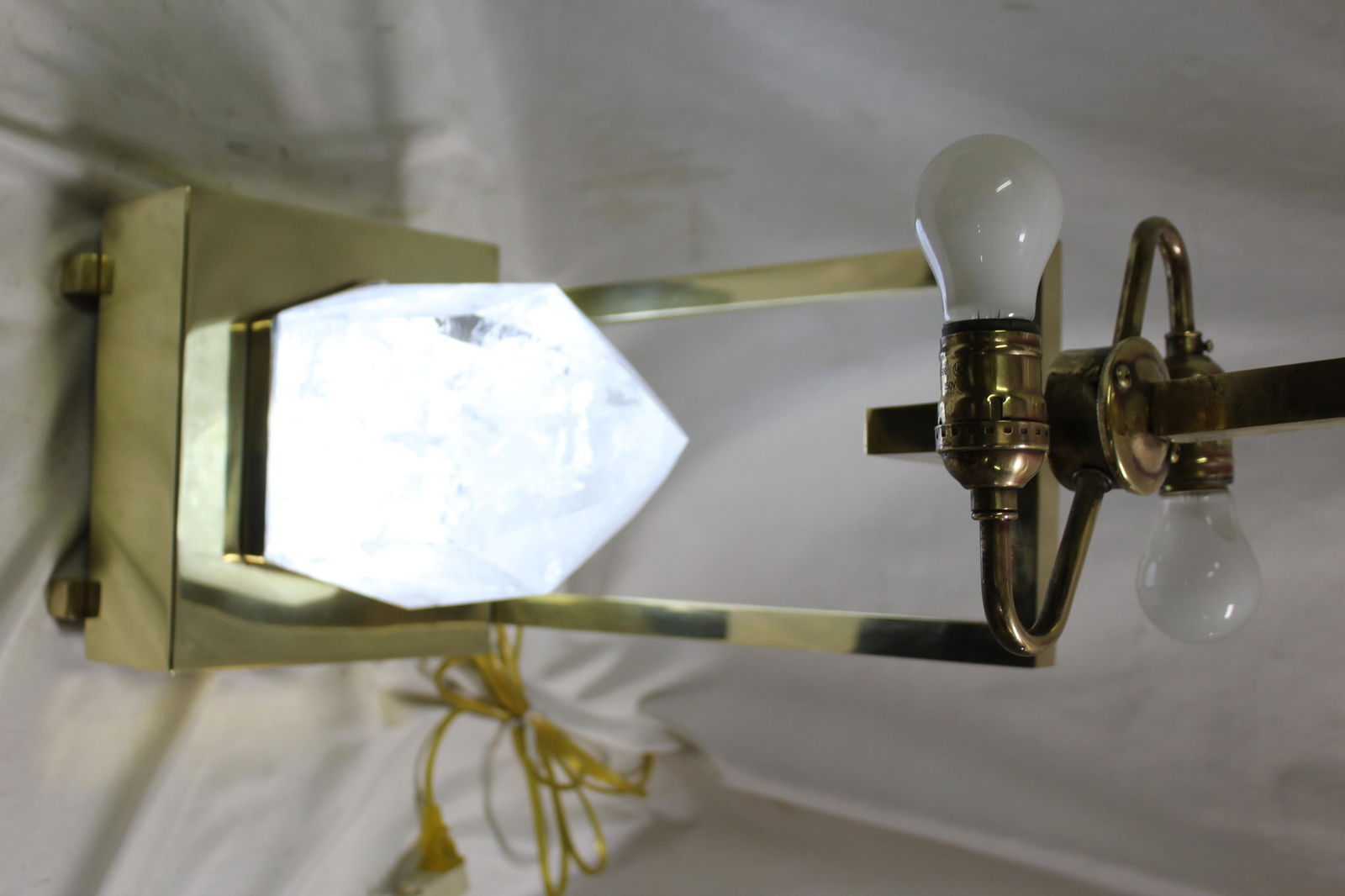 Mid-Century /Modern Rock Crystal Lamp , Hi-polished Brass . LED base - 3