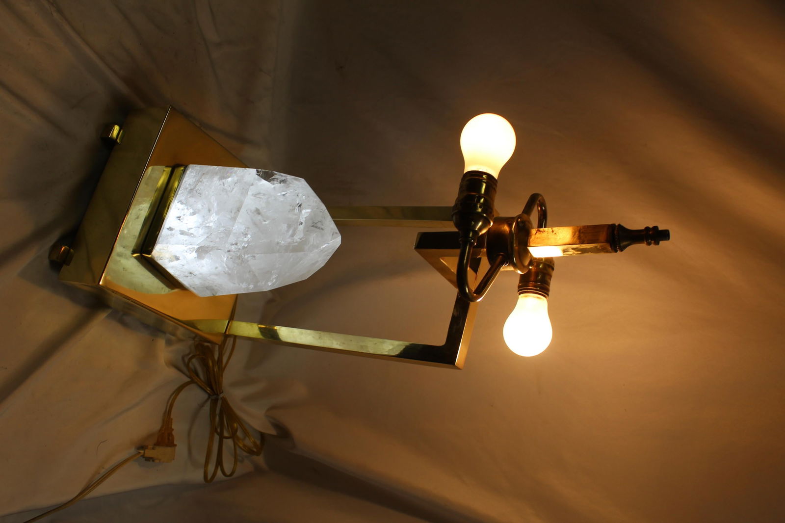 Mid-Century /Modern Rock Crystal Lamp , Hi-polished Brass . LED base - 4