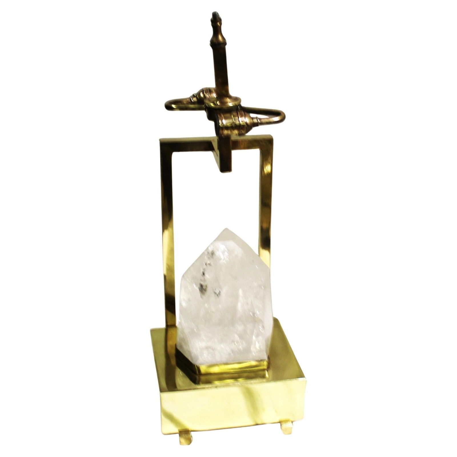 Mid-Century /Modern Rock Crystal Lamp , Hi-polished Brass . LED base - 7