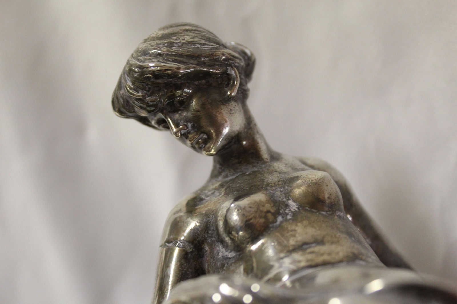 Art Nouveau Vase (Antique )Silver Plate Mermaid, Signed and Dated 1897 - 11