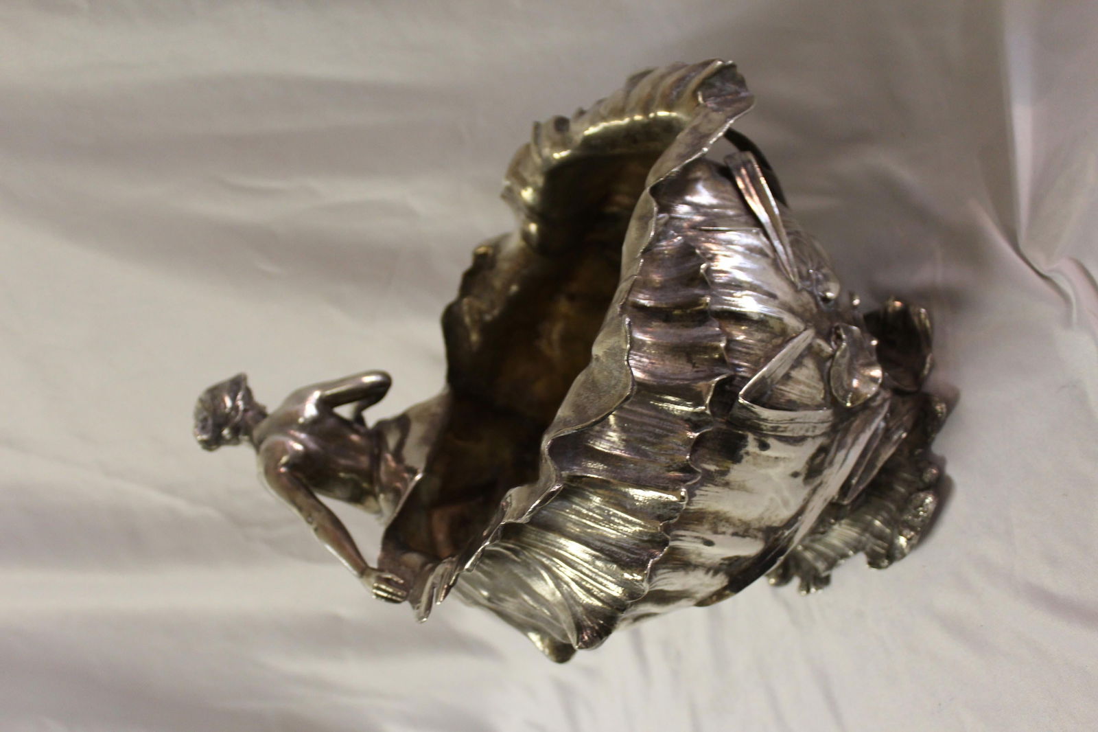 Art Nouveau Vase (Antique )Silver Plate Mermaid, Signed and Dated 1897 - 17