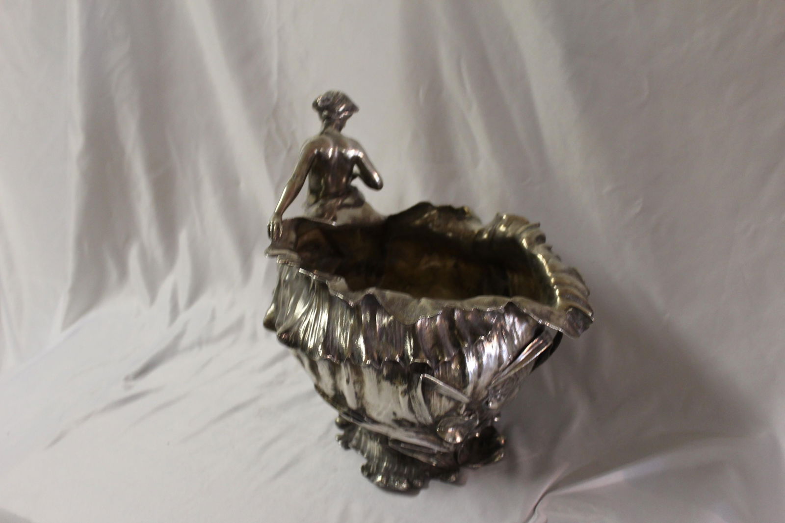 Art Nouveau Vase (Antique )Silver Plate Mermaid, Signed and Dated 1897 - 3