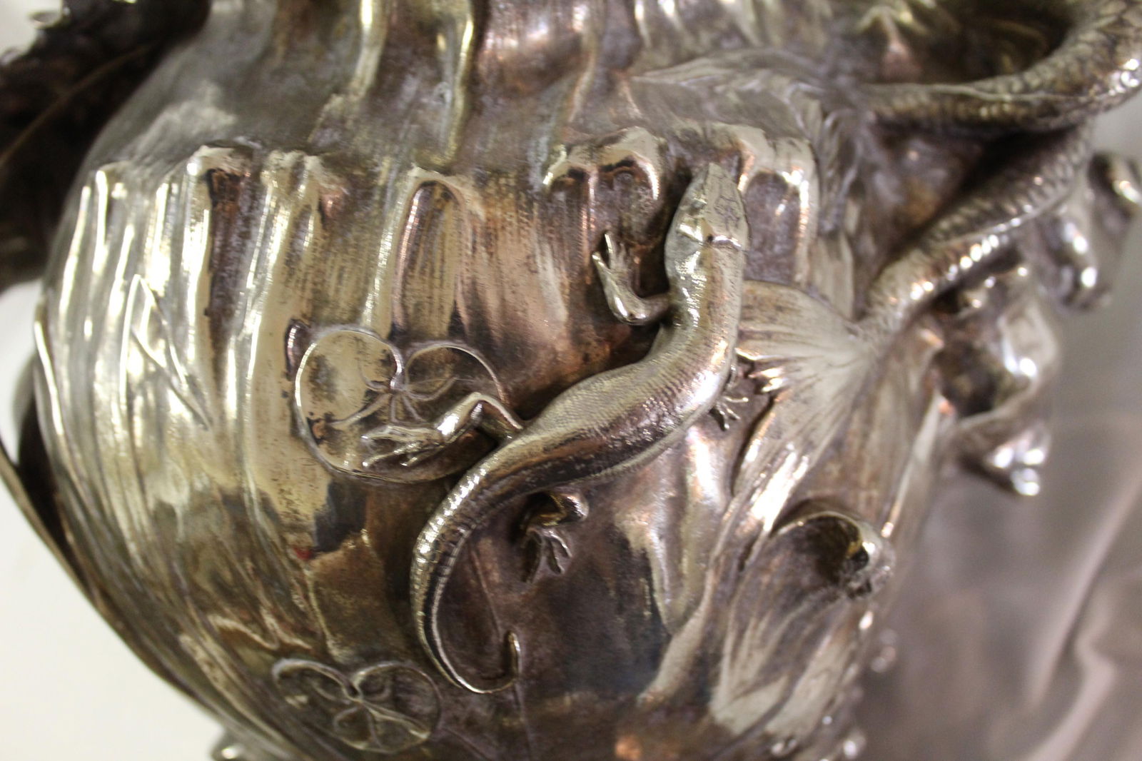 Art Nouveau Vase (Antique )Silver Plate Mermaid, Signed and Dated 1897 - 5