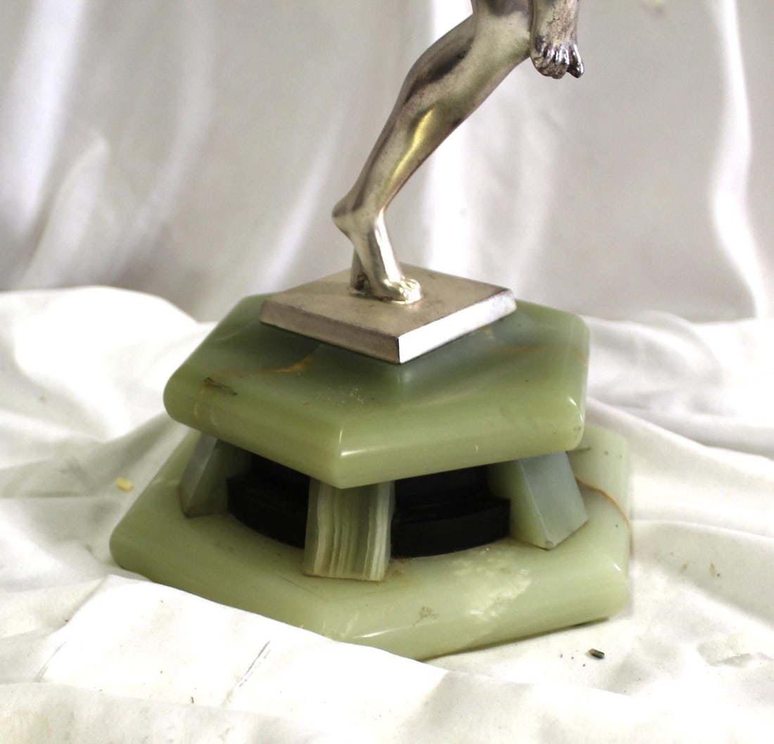 Art Deco nude dancer , silvered , signed bronze - 11