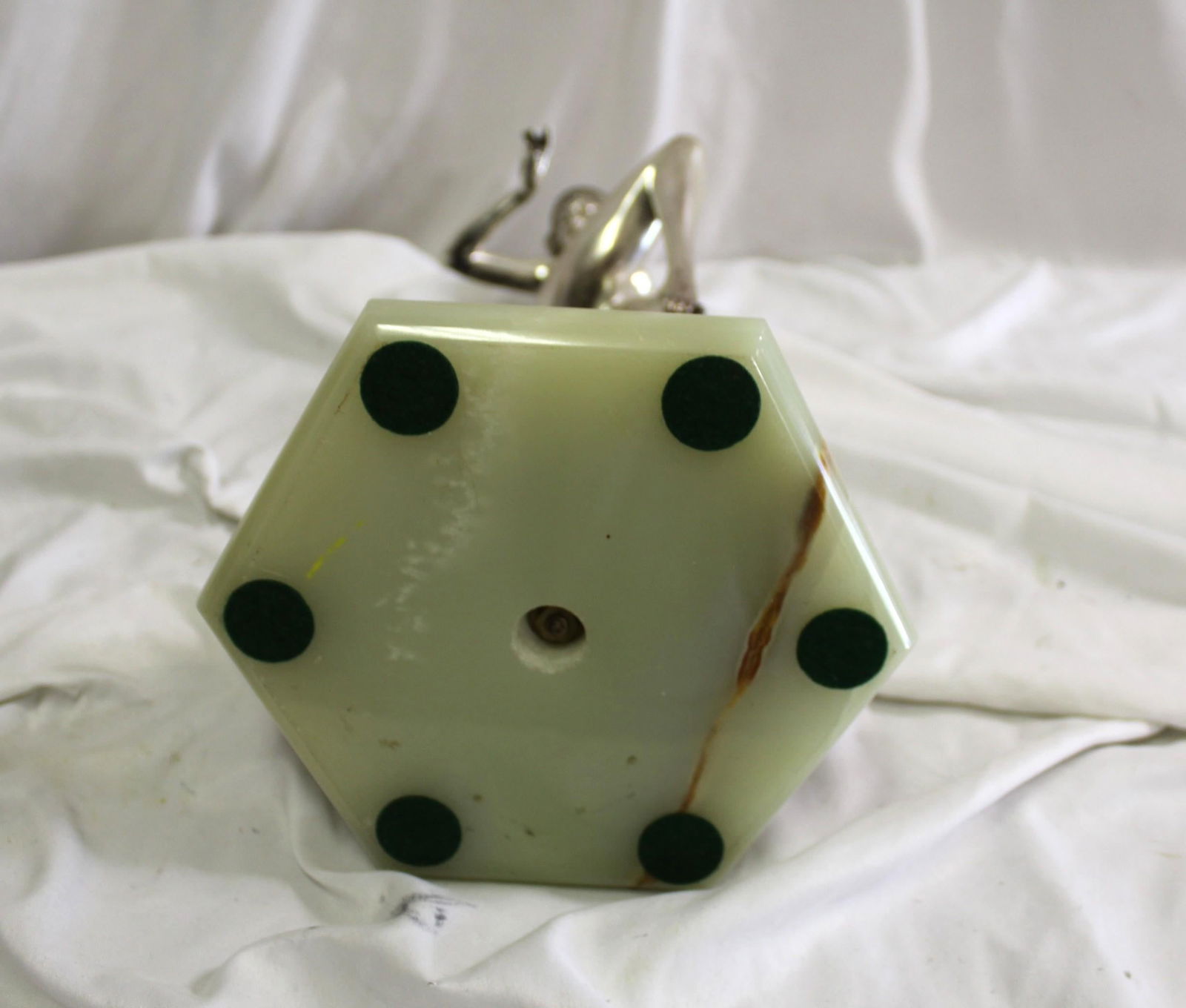 Art Deco nude dancer , silvered , signed bronze - 17