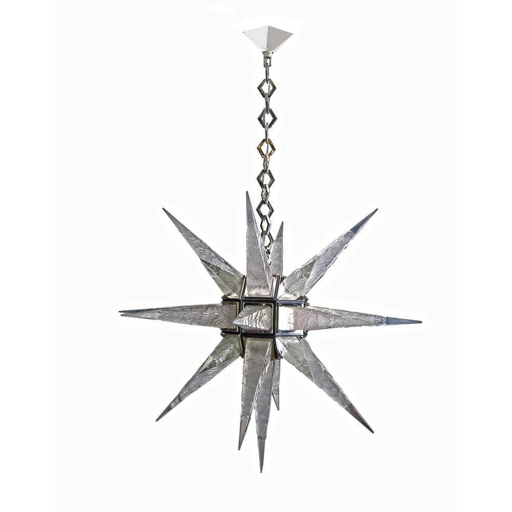 Contemporary Art Deco Star Chandelier After C.J. Weisnstein Custom2009 - 16