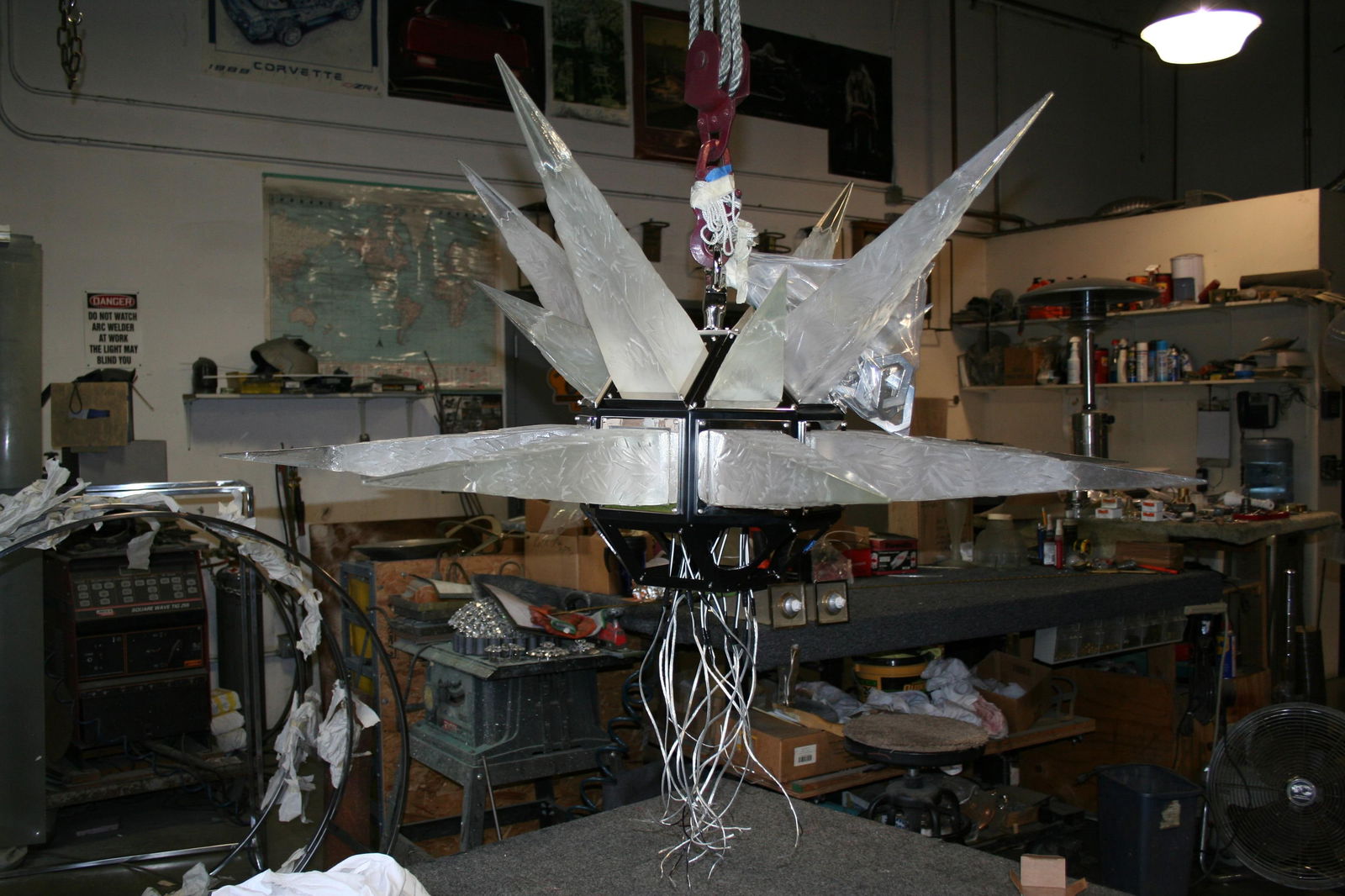 Contemporary Art Deco Star Chandelier After C.J. Weisnstein Custom2009 - 5