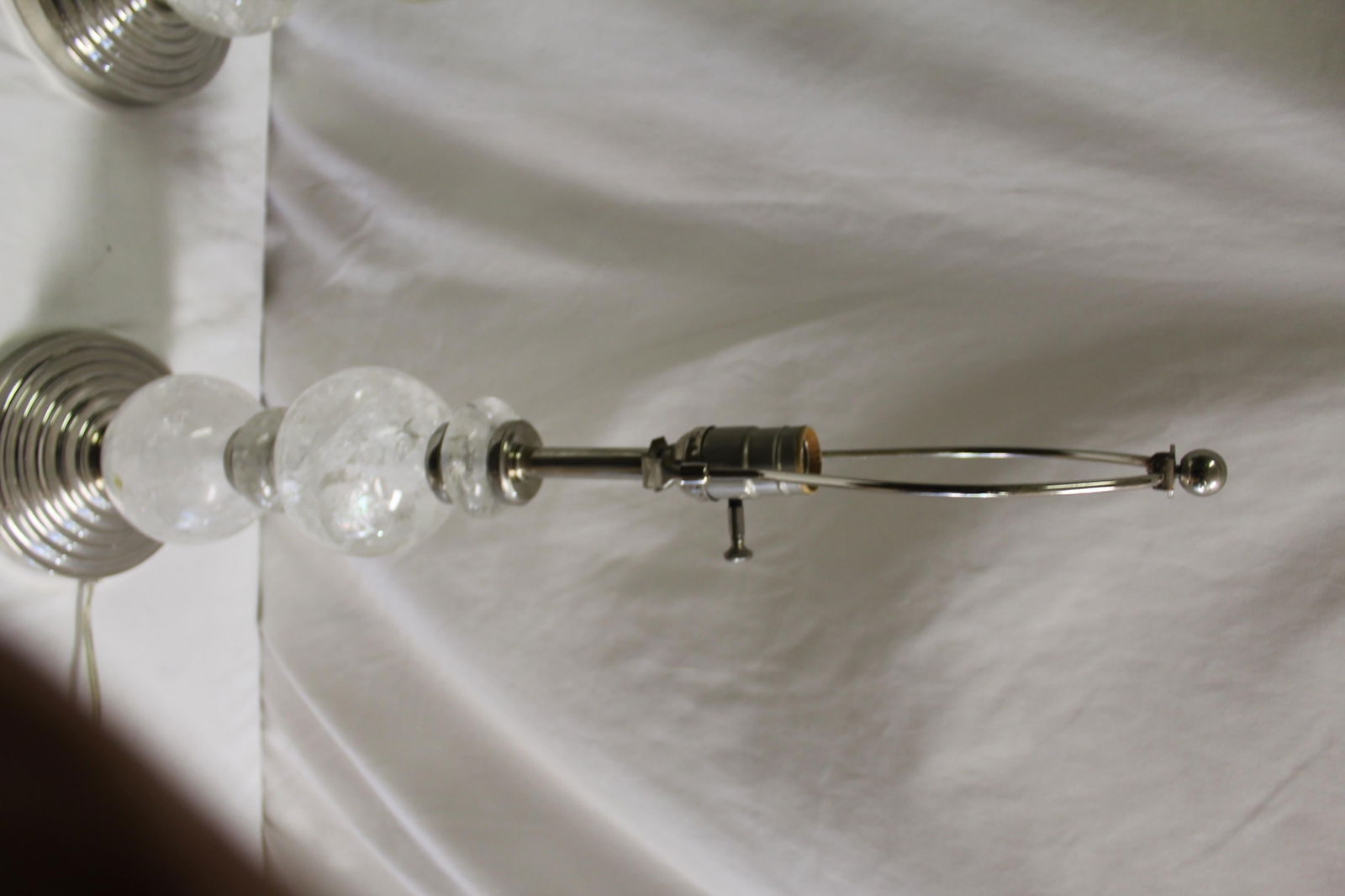 Mid Century/Modern/ Art Deco Rock Crystal Ball lamps pair Nickel - 11