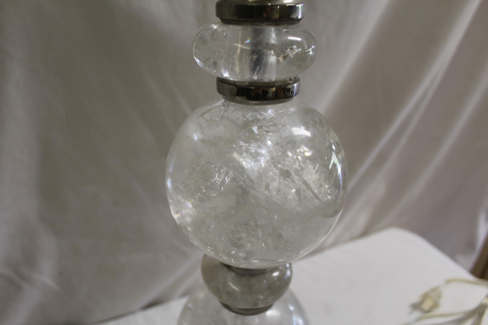 Mid Century/Modern/ Art Deco Rock Crystal Ball lamps pair Nickel - 12