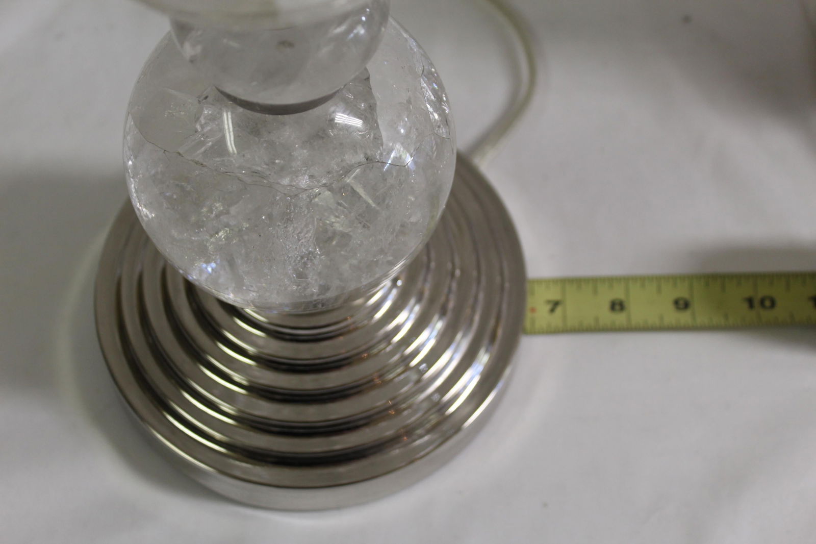 Mid Century/Modern/ Art Deco Rock Crystal Ball lamps pair Nickel - 13