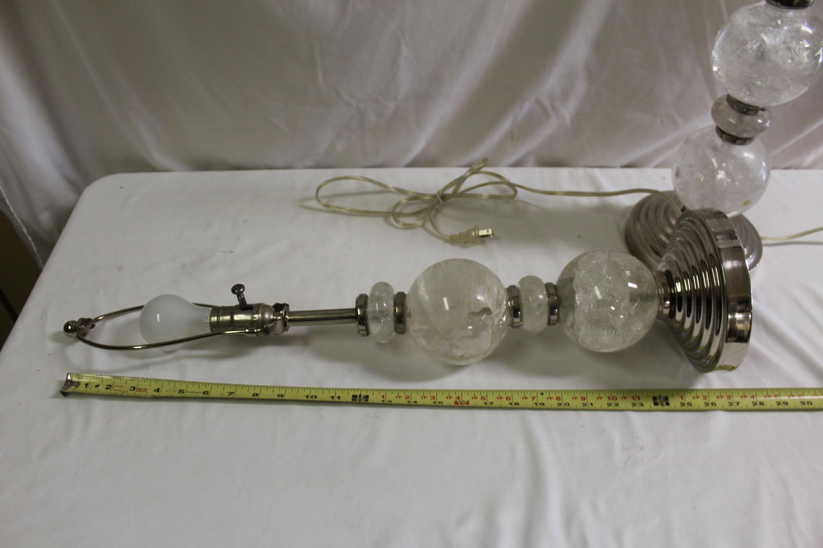 Mid Century/Modern/ Art Deco Rock Crystal Ball lamps pair Nickel - 14