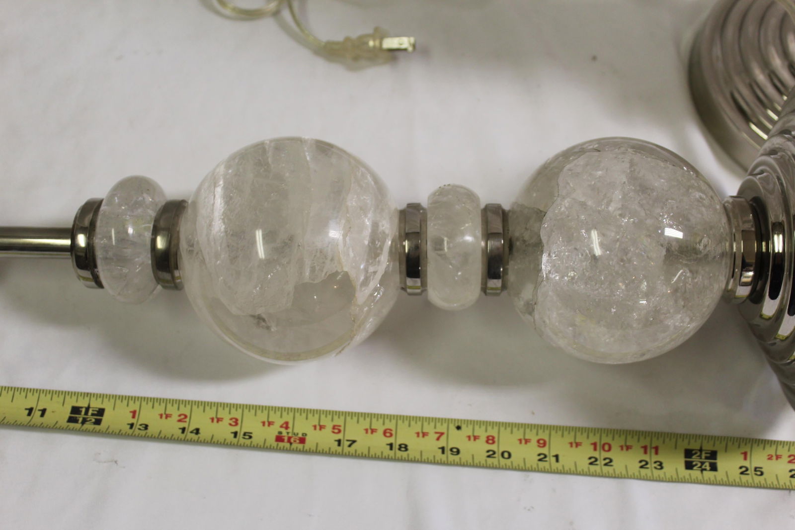 Mid Century/Modern/ Art Deco Rock Crystal Ball lamps pair Nickel - 4