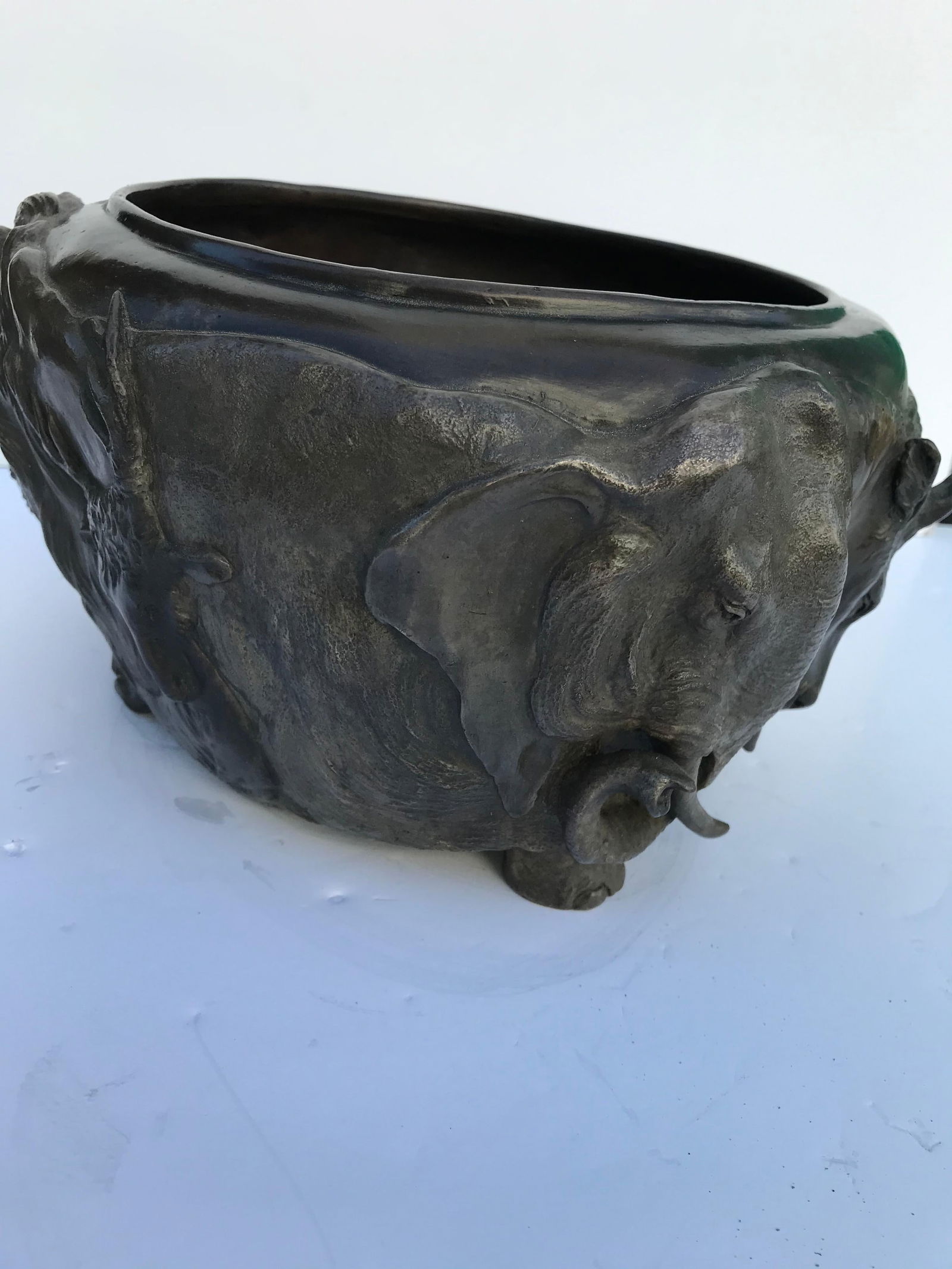 Animal Bowl Bronze Cast Multi-Patina from Original Japanese Lion Face - 11