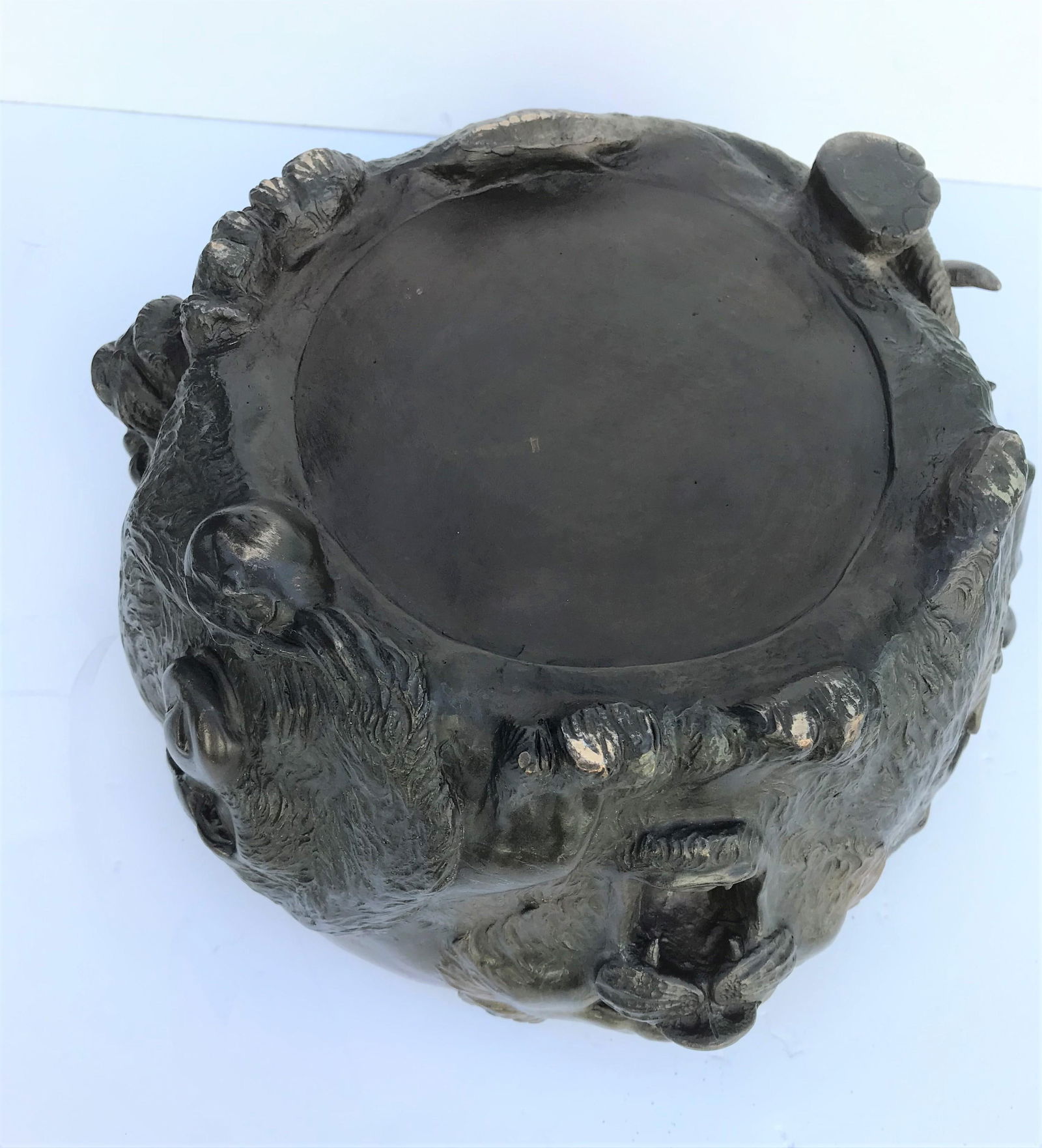 Animal Bowl Bronze Cast Multi-Patina from Original Japanese Lion Face - 13